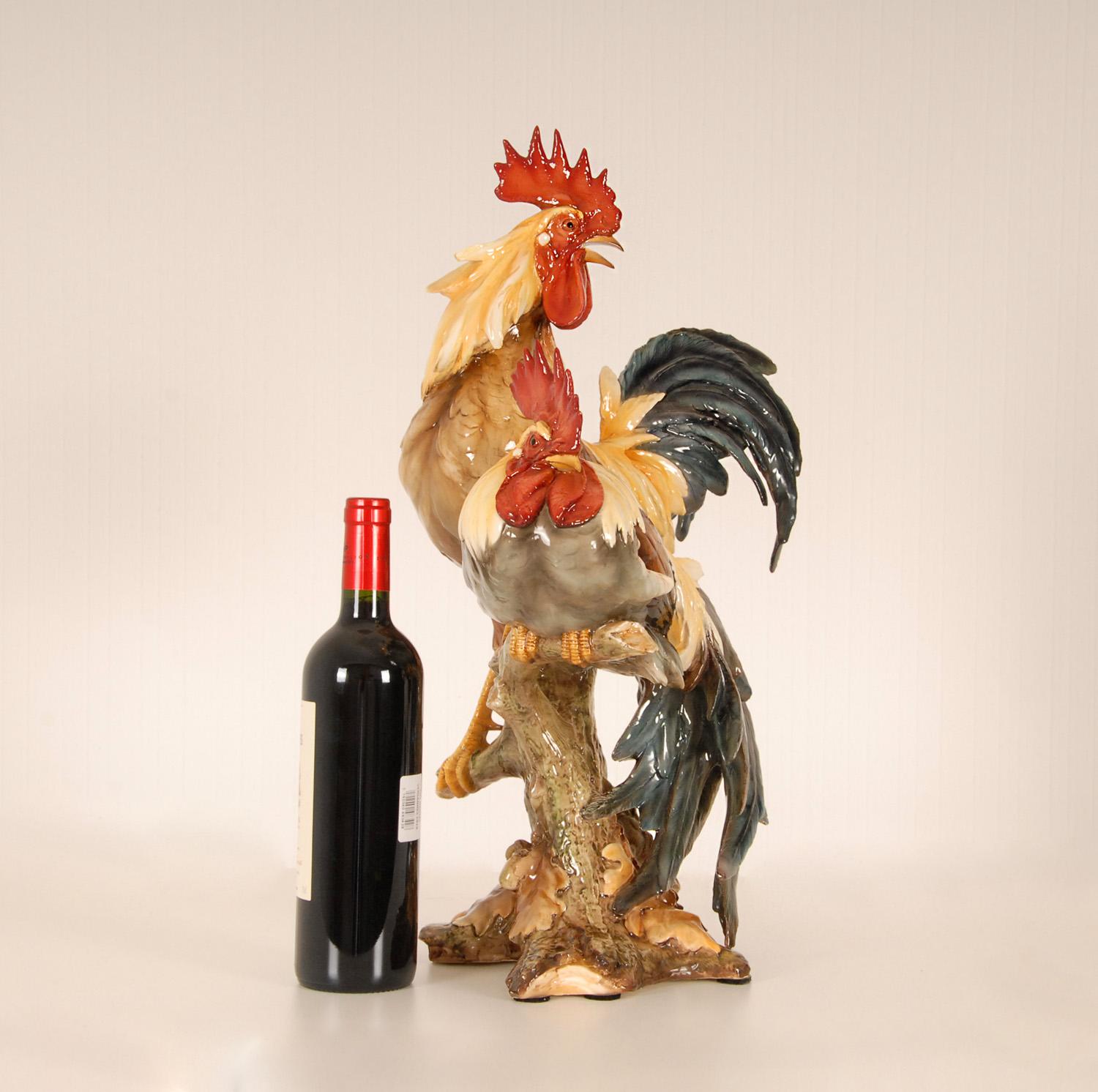 Figurine d'animal vintage en porcelaine italienne Figurine de coq en céramique Cockerel Bird 1