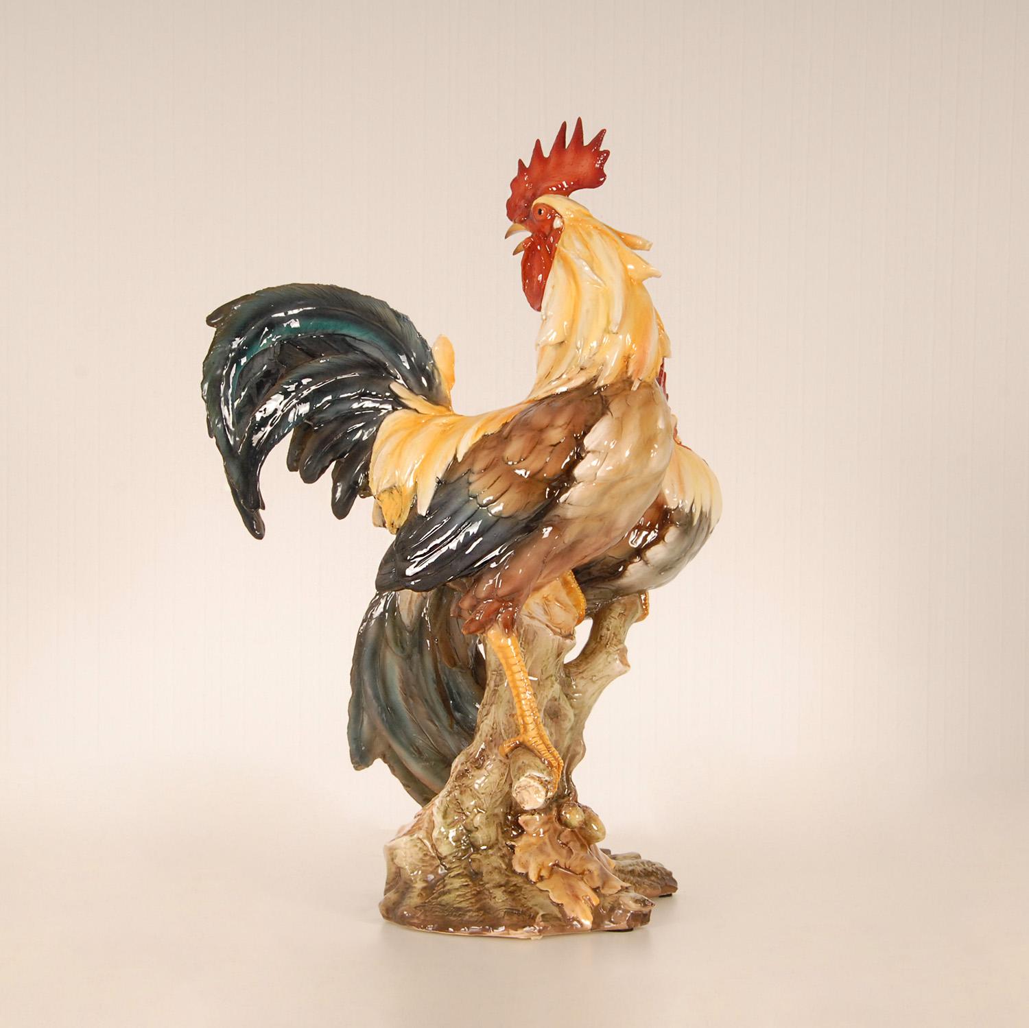 Baroque Figurine d'animal vintage en porcelaine italienne Figurine de coq en céramique Cockerel Bird