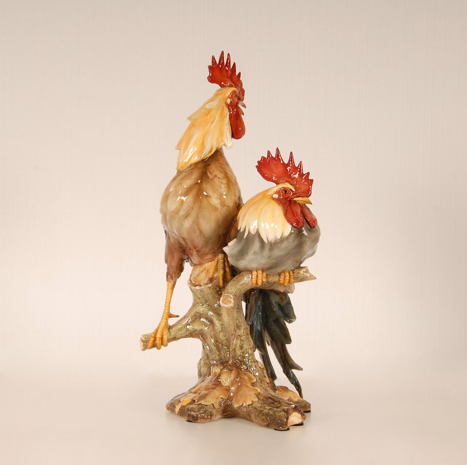 Hand-Painted Vintage Italian Porcelain Animal Figurine Rooster Ceramic Cockerel Bird Figure