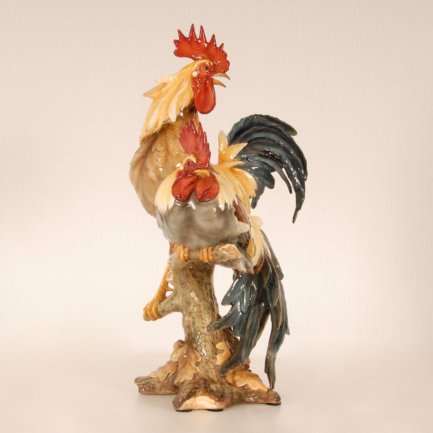 20th Century Vintage Italian Porcelain Animal Figurine Rooster Ceramic Cockerel Bird Figure
