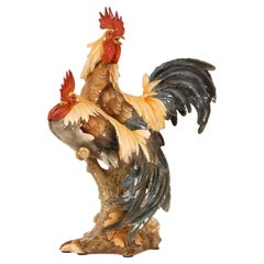 Italienische Porzellan-Tiersfigur, Hahn, Keramik-Kochvogel-Figur, Vintage