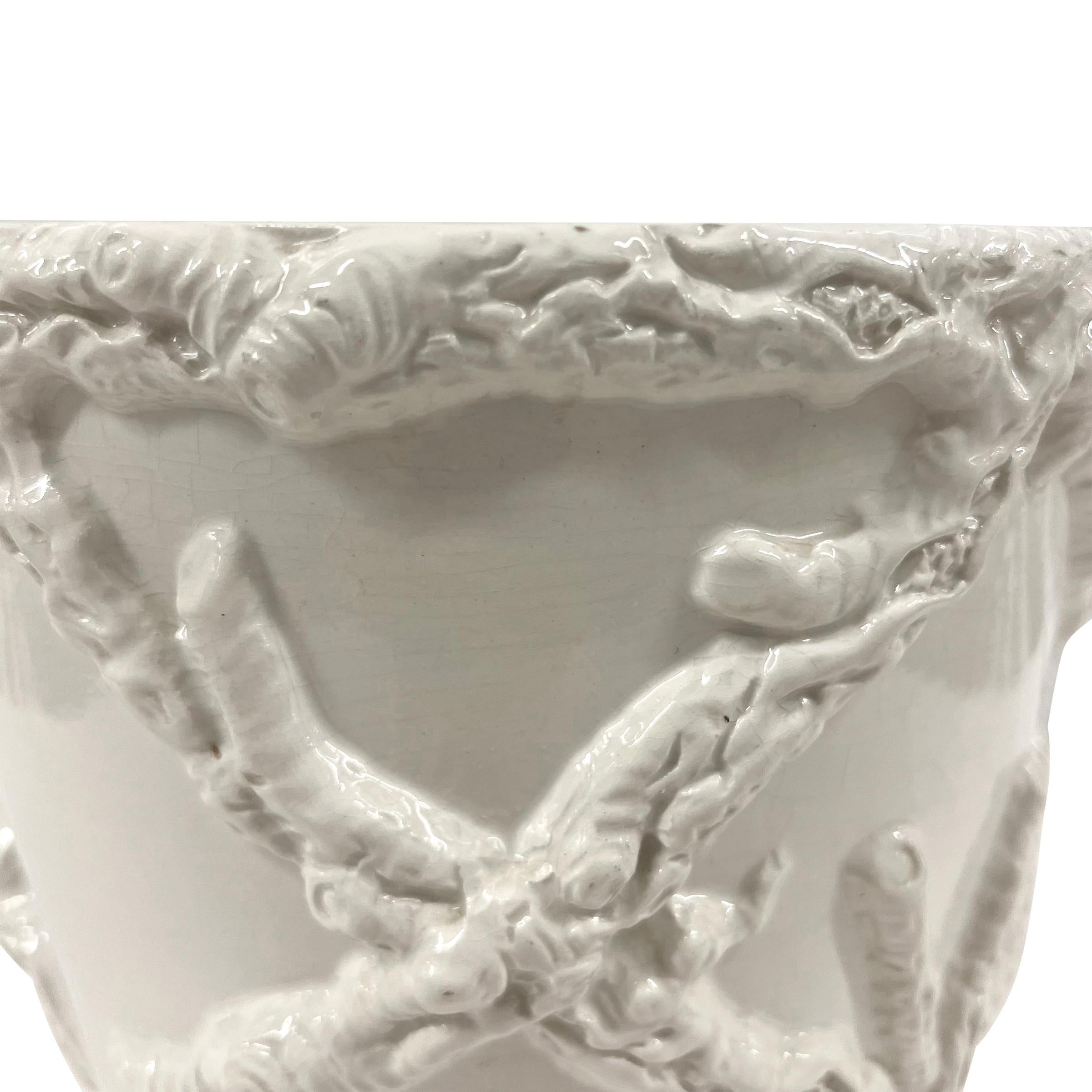 20th Century Vintage Italian Porcelain Faux Bois Cachepot For Sale