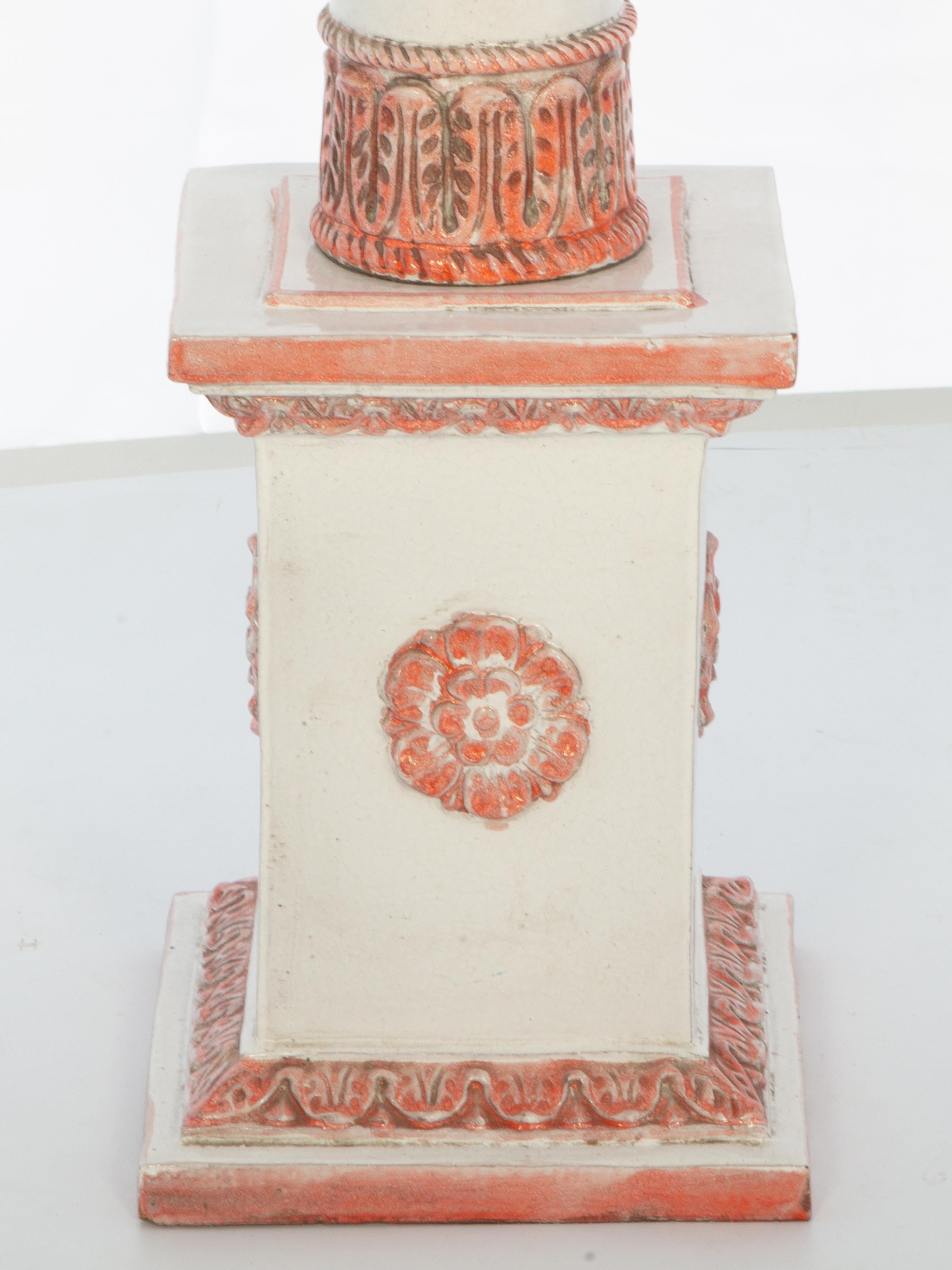 Vintage Italian Porcelain-Glazed Terracotta Pedestal In Good Condition For Sale In West Palm Beach, FL