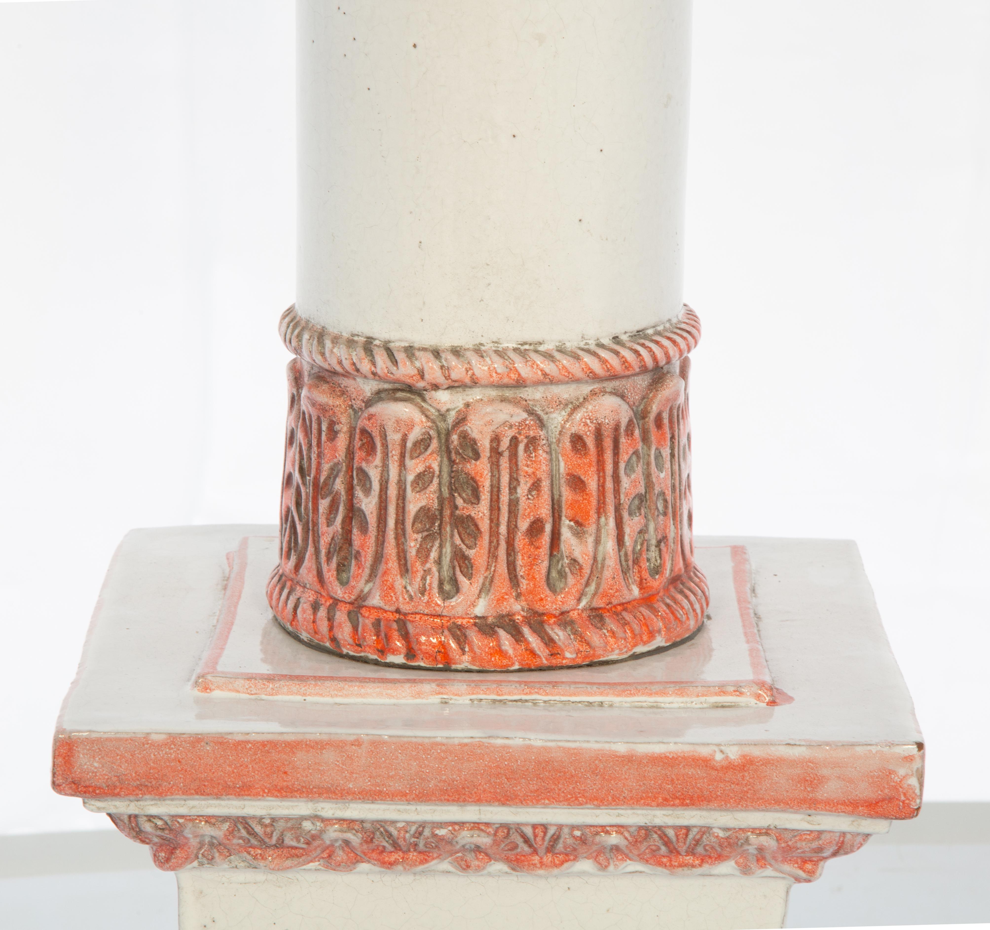 Vintage Italian Porcelain-Glazed Terracotta Pedestal For Sale 2
