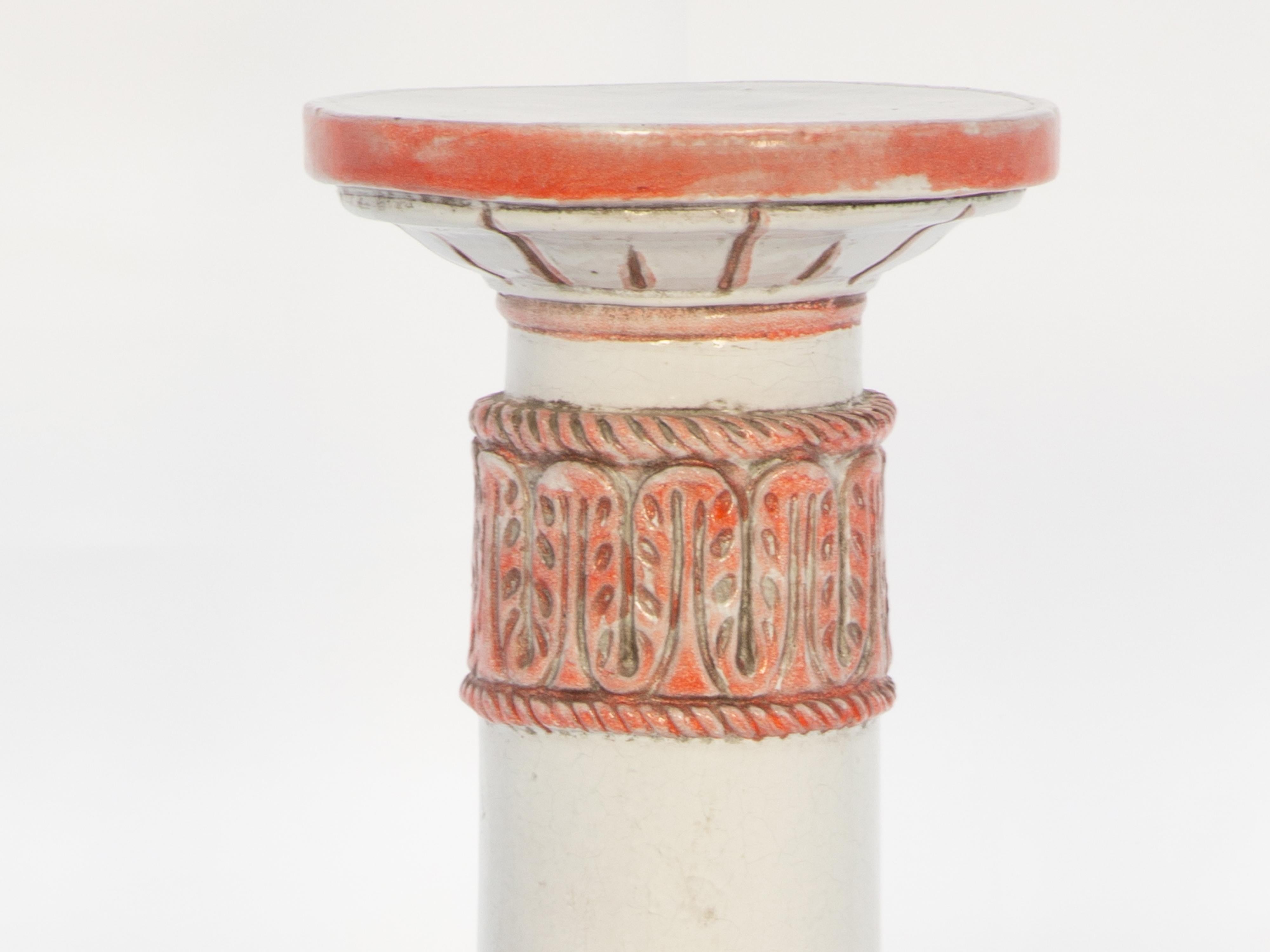 Vintage Italian Porcelain-Glazed Terracotta Pedestal For Sale 5
