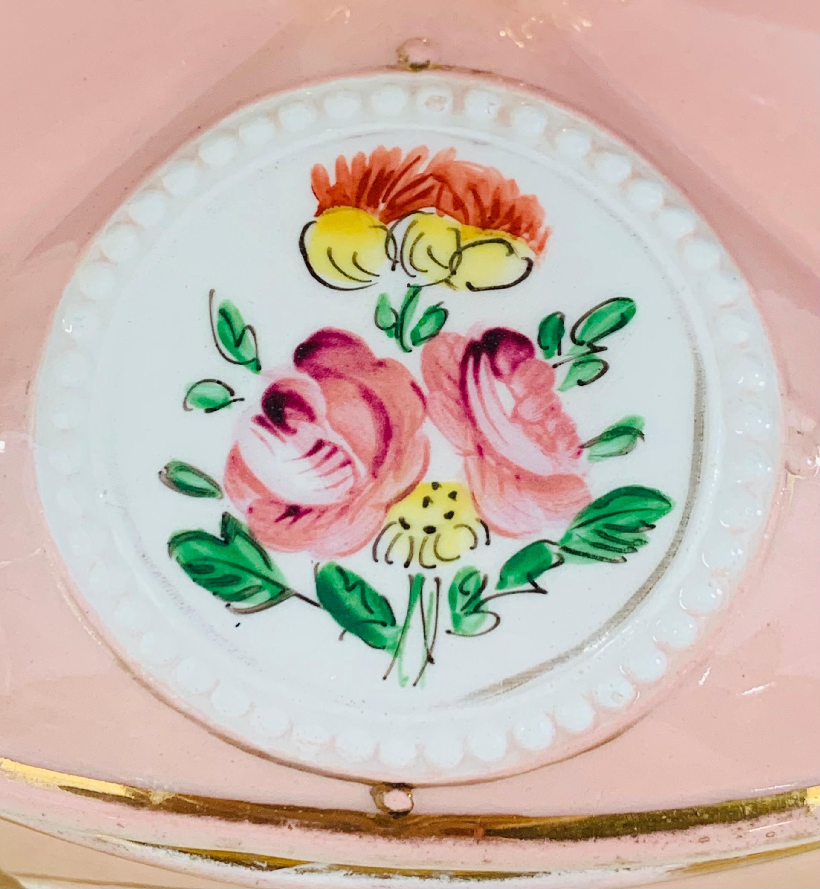 Vintage Italian Porcelain Pink Jewelry Box For Sale 3