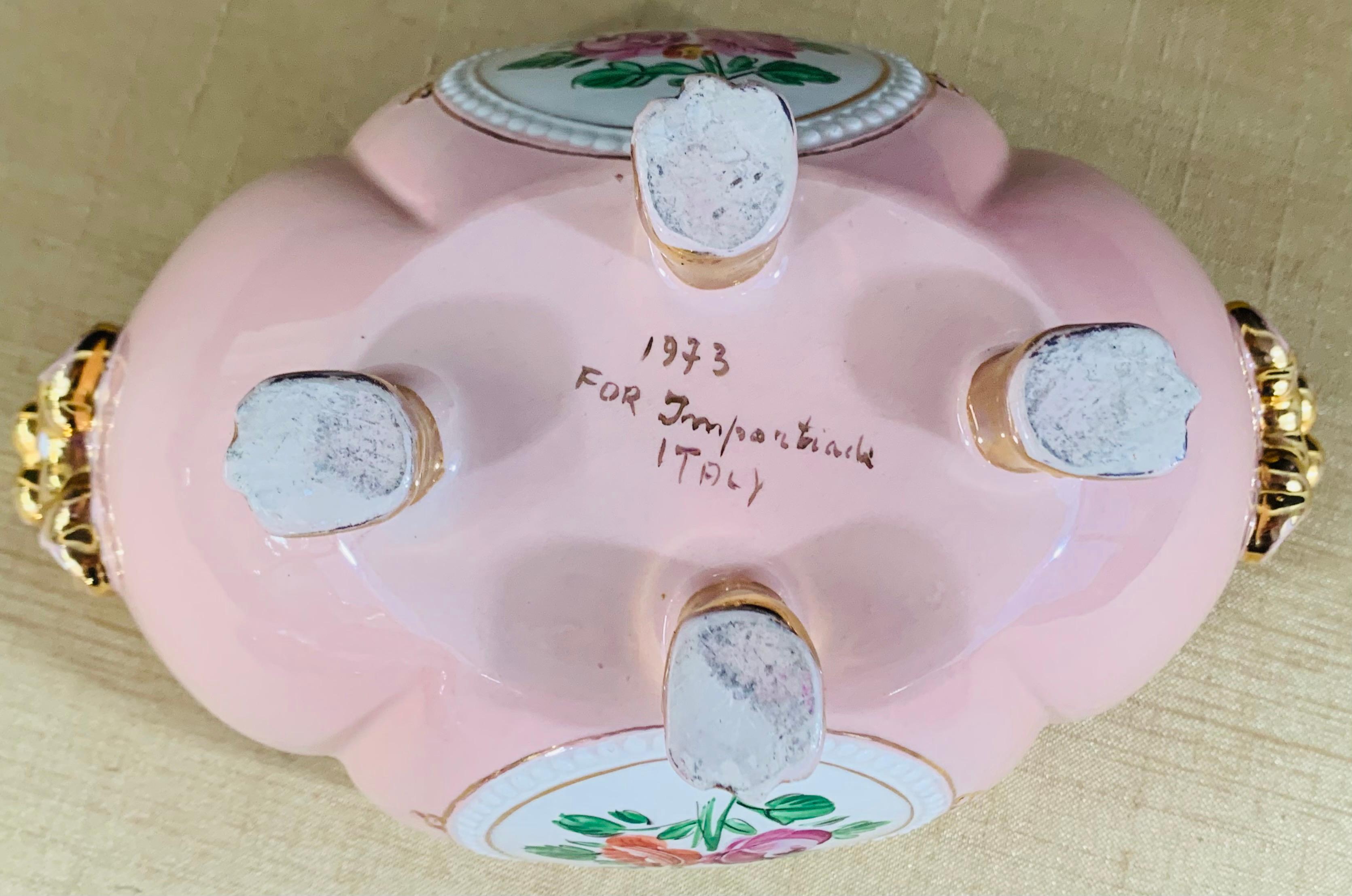 Vintage Italian Porcelain Pink Jewelry Box For Sale 9