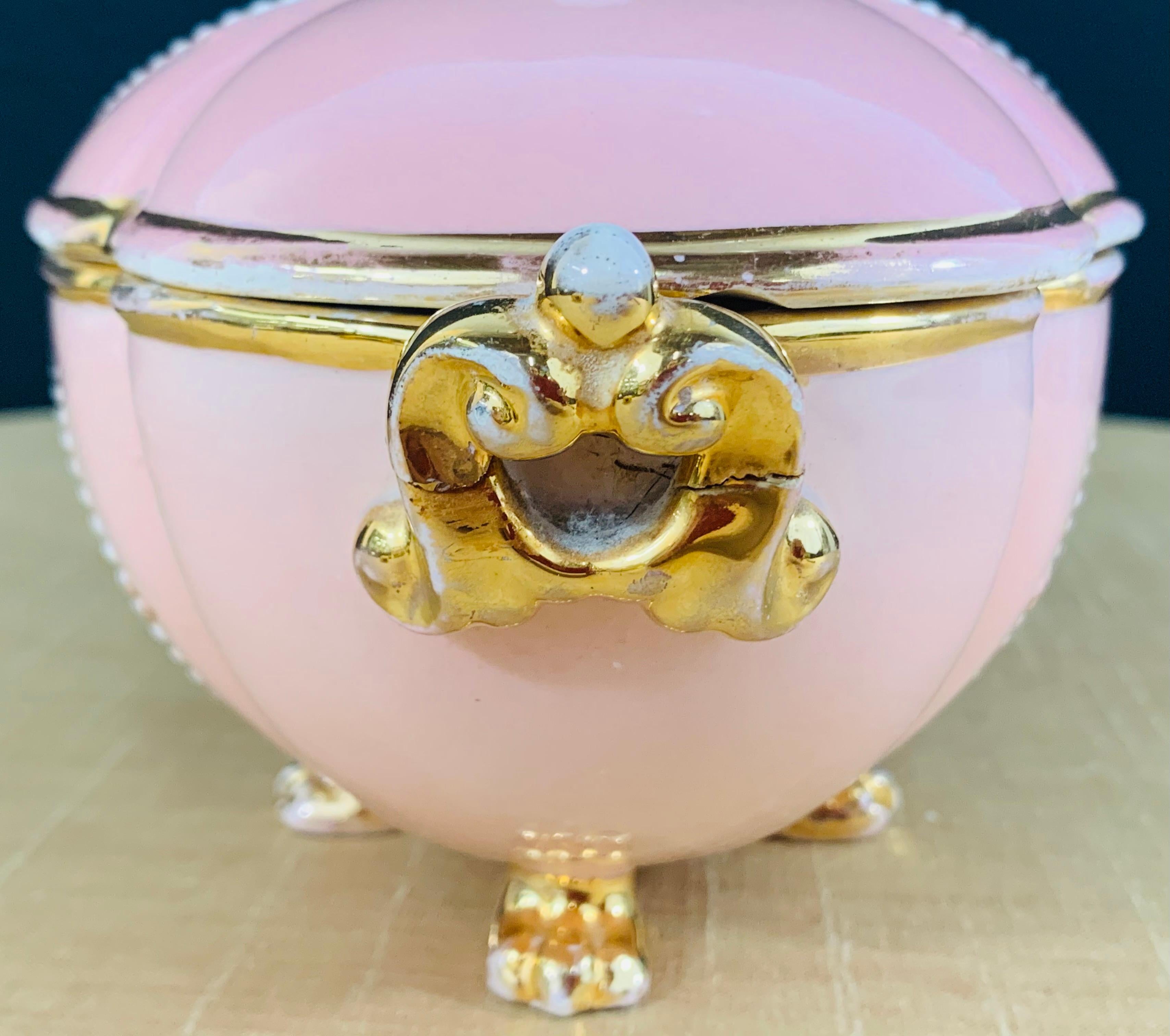 Vintage Italian Porcelain Pink Jewelry Box For Sale 1