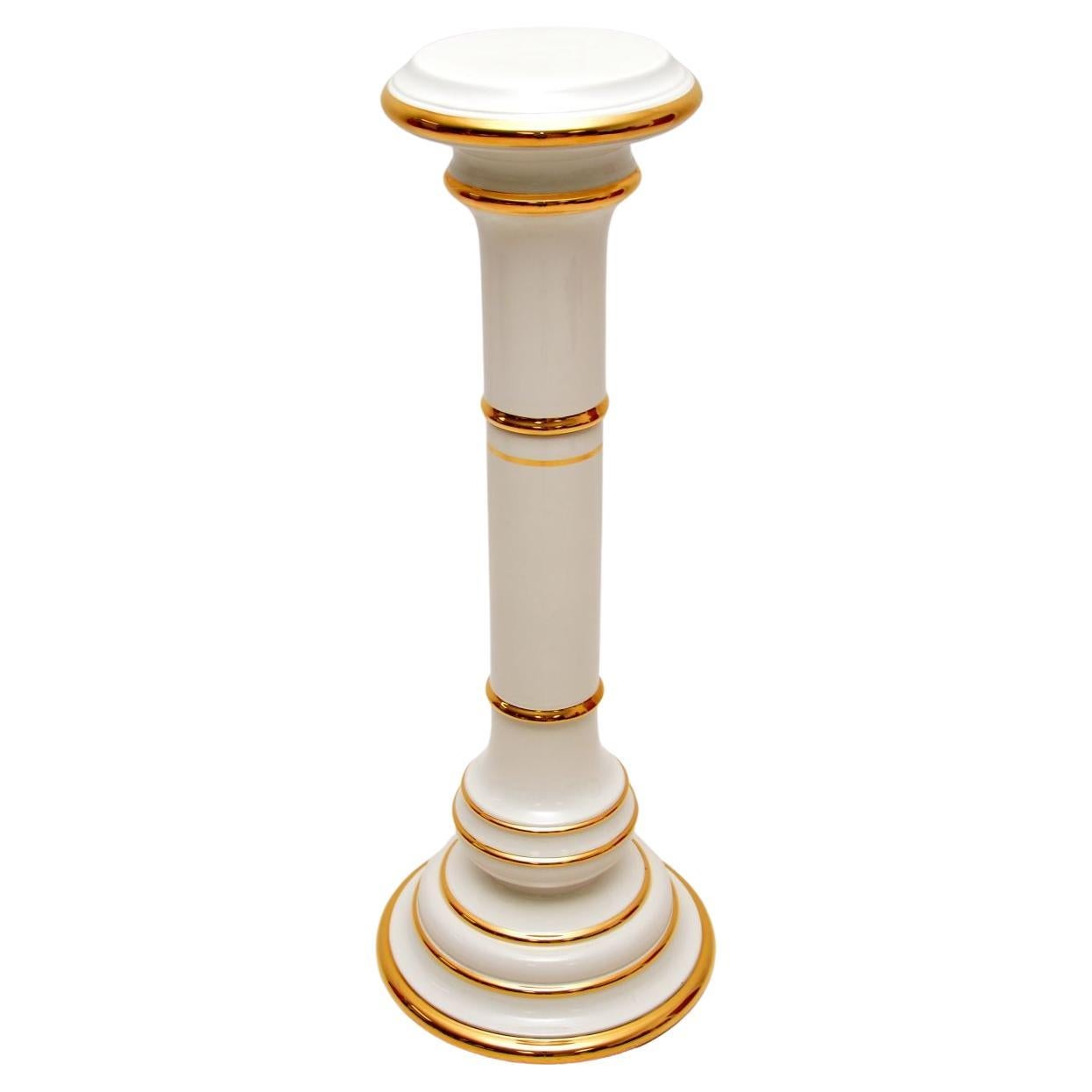 Vintage Italian Porcelain Plant Stand / Pedestal Column For Sale