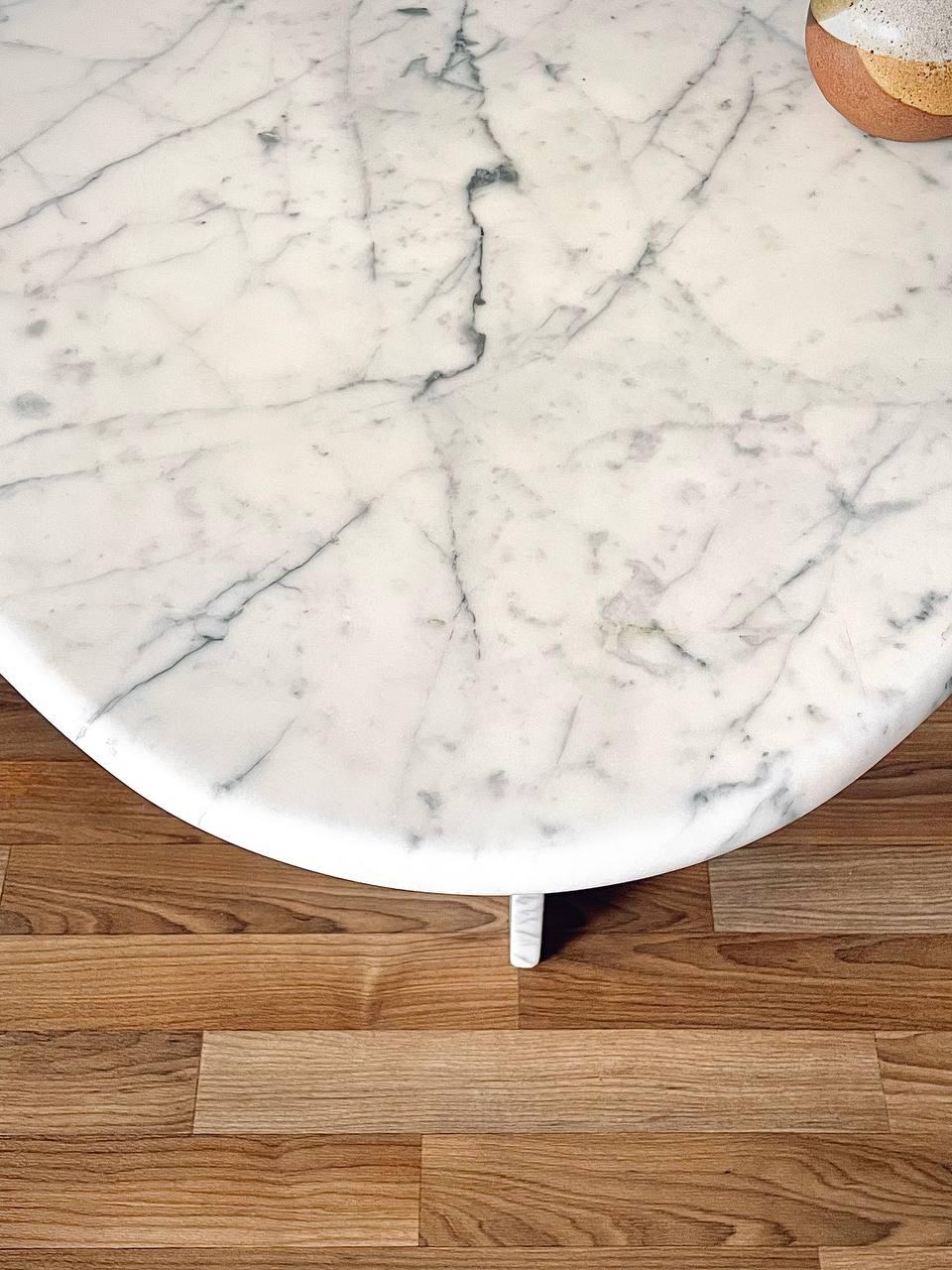 Vintage Italian Post Modern Carrara “Tear Drop” Side Table For Sale 3
