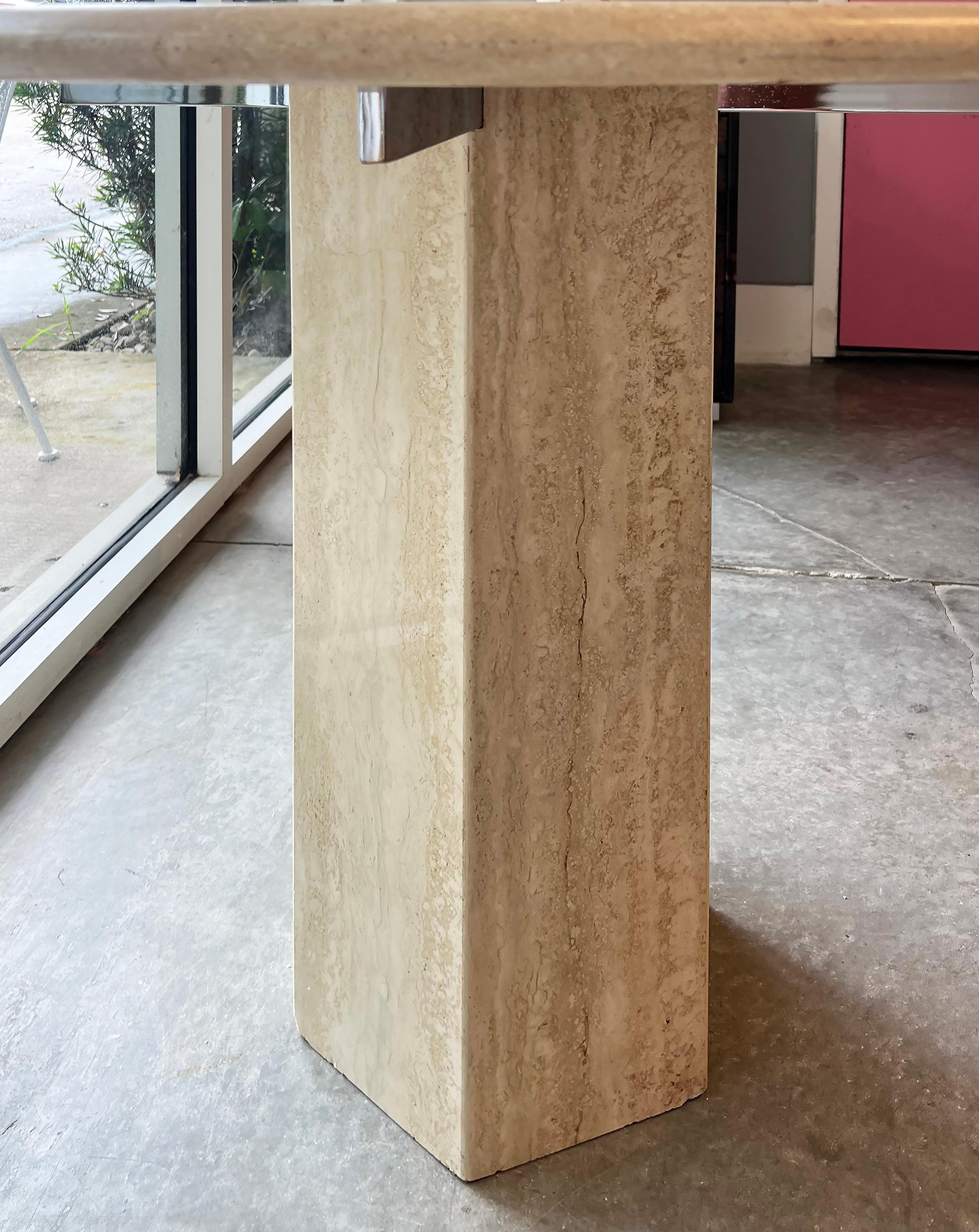 20th Century Vintage Italian Post Modern Polished Travertine Dining Table