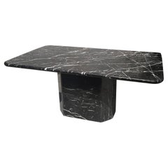 Vintage Italian postmodern black marble pedestal dining table, late 20th century
