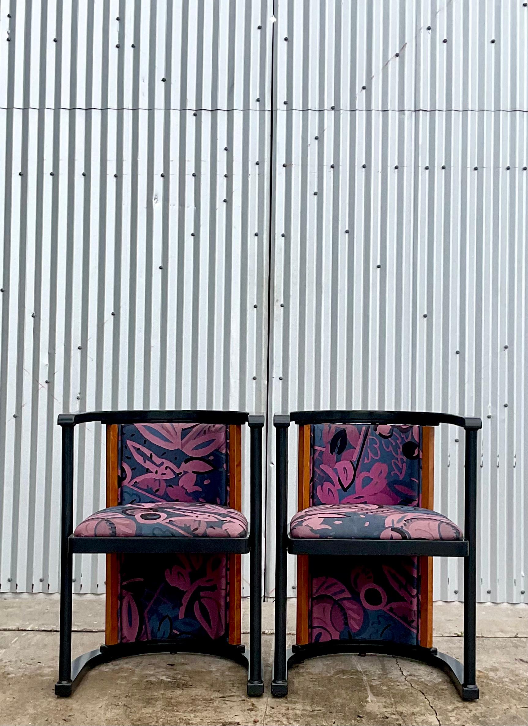 Vintage Italian Postmodern Elle Due Arredamenti Burl Wood Side Chairs, a Pair 5
