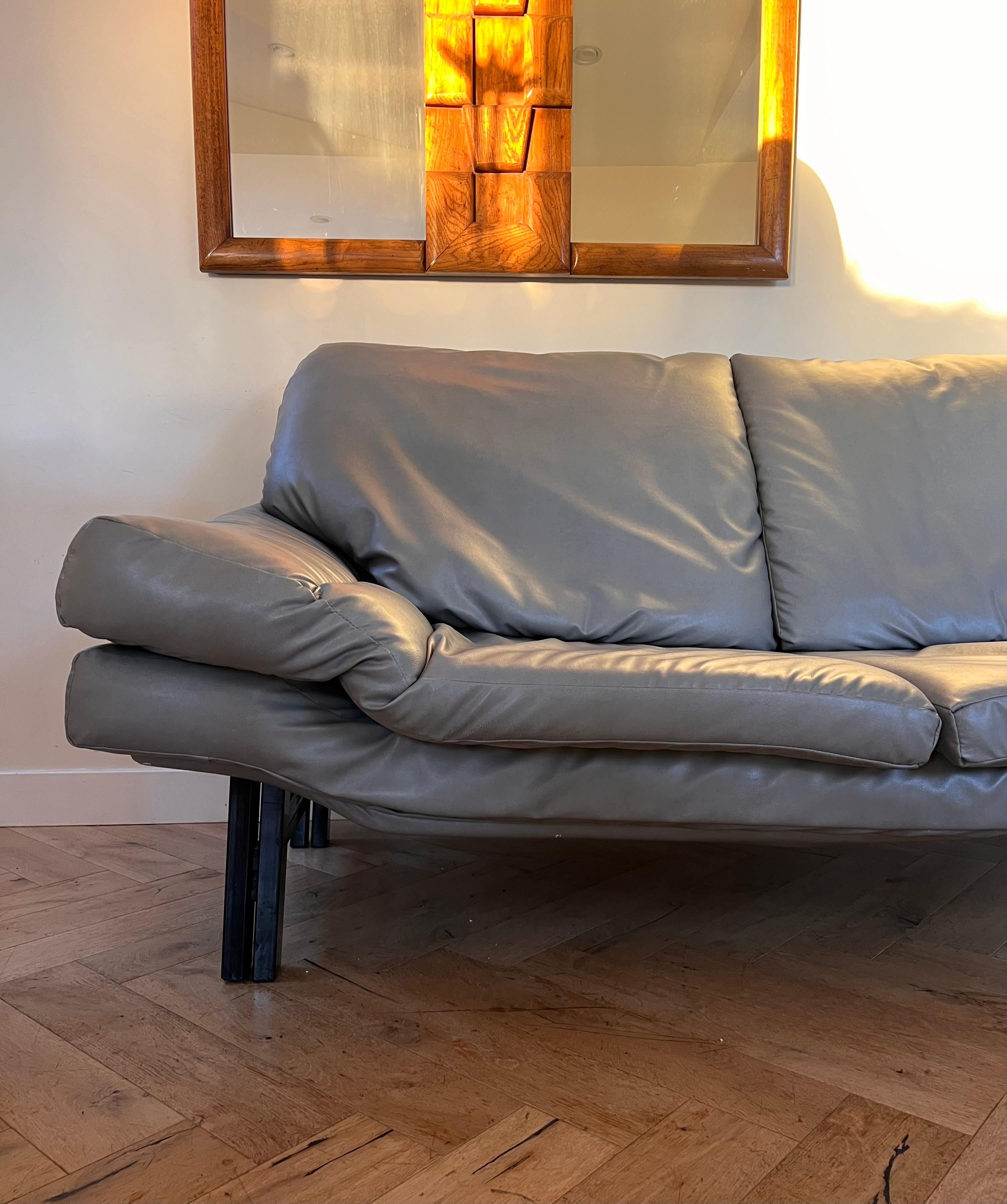 Unknown Vintage Italian postmodern faux leather and metal sofa, late 20th century 
