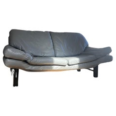 Vintage Italian postmodern faux leather and metal sofa, late 20th century
