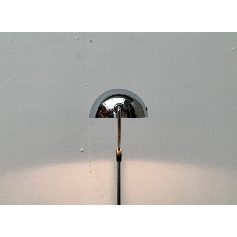 Vintage Italian Postmodern Meridiana Chrome Table Lamp, Años 80 Posmoderno en venta