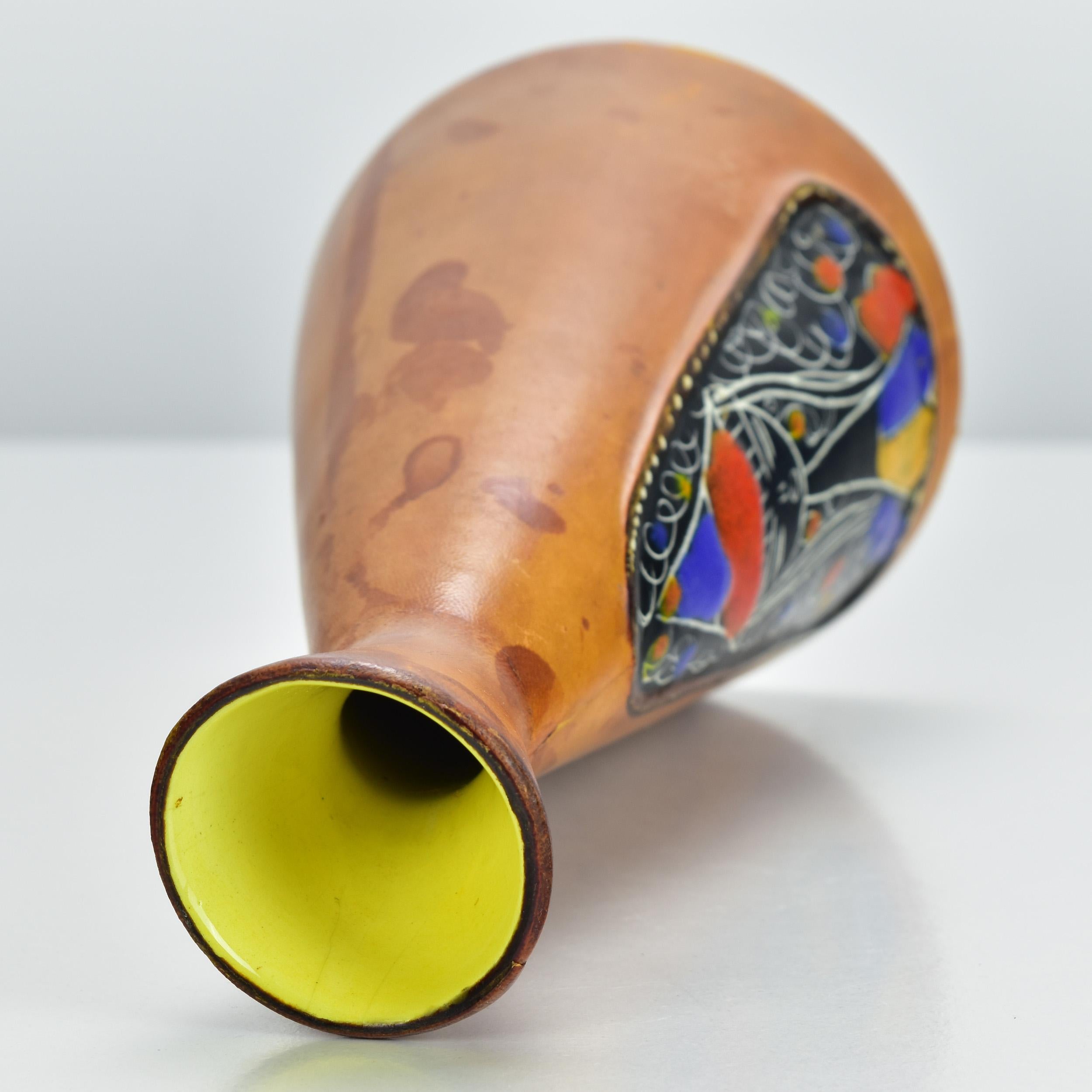 Vaso Diabolo d'epoca in ceramica e pelle di Marcello Fantoni per Raymor In condizioni buone in vendita a Bad Säckingen, DE
