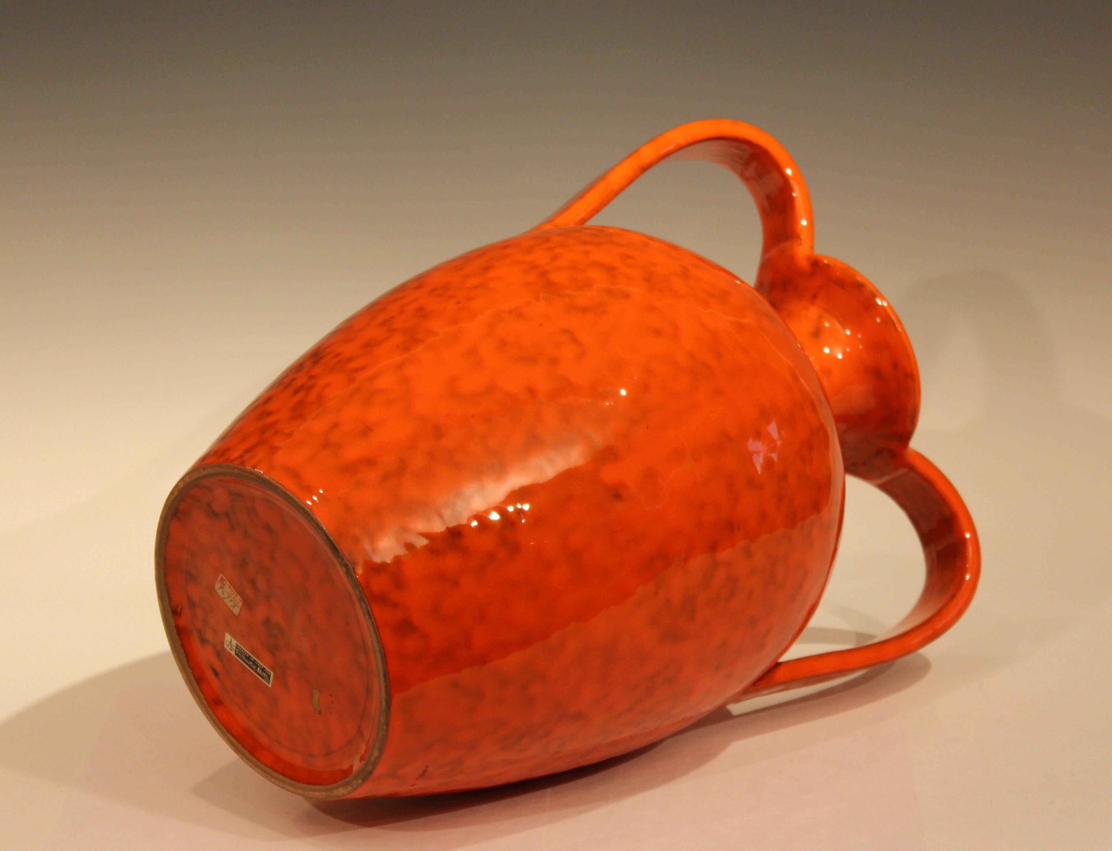 Mid-Century Modern Vintage Italian Pottery Bright Atomic Orange Italica Ars Rosenthal-Netter Vase