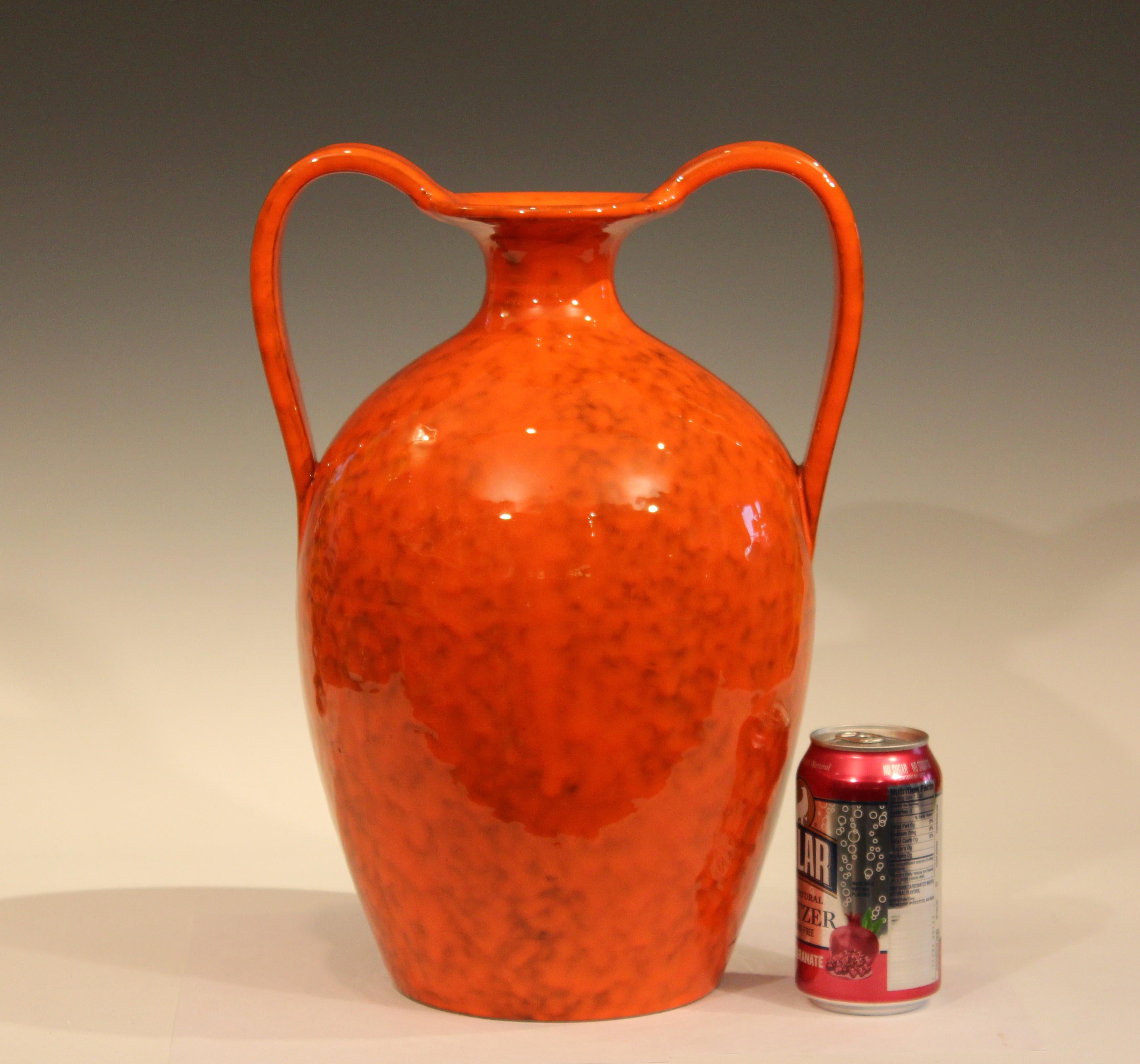 Mid-20th Century Vintage Italian Pottery Bright Atomic Orange Italica Ars Rosenthal-Netter Vase