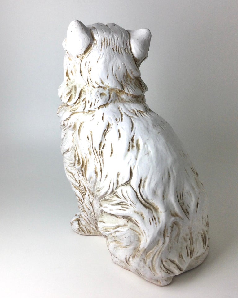 Vintage Italian Pottery Large White Cat Figure Statue Sculpture For