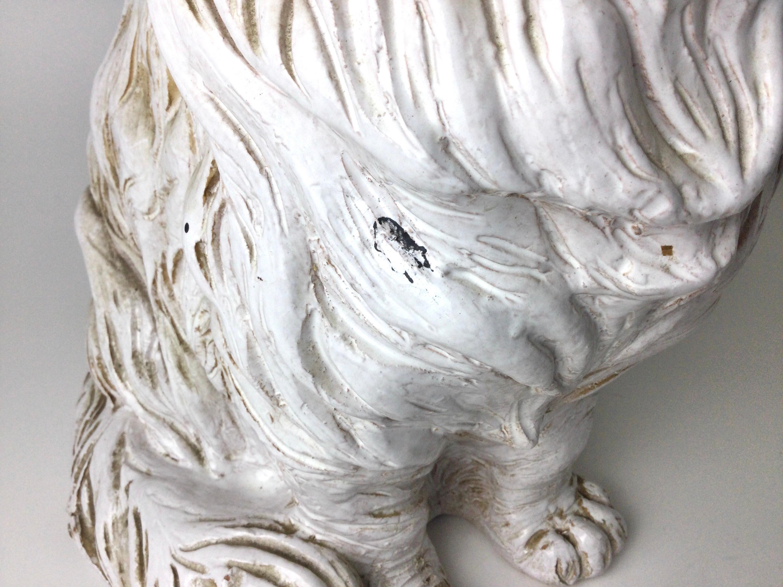 Ceramica italiana d'epoca Grande Gatto Bianco Statua Scultura In condizioni ottime in vendita a Lambertville, NJ