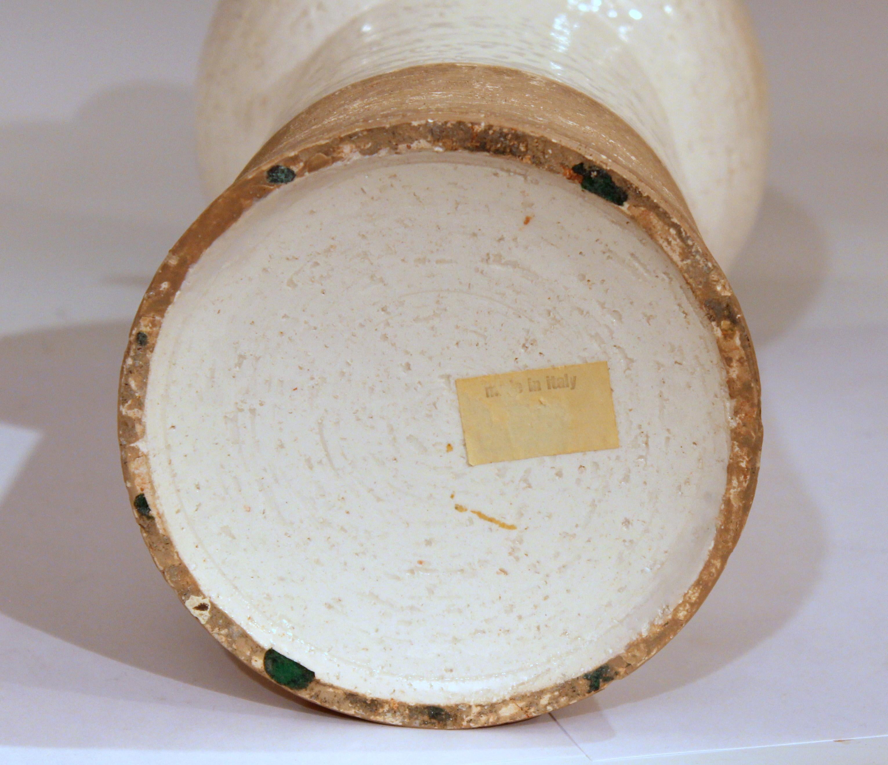 American Vintage Italian Pottery Raymor TUD Incised Bitossi Gray White Ceramic Vase