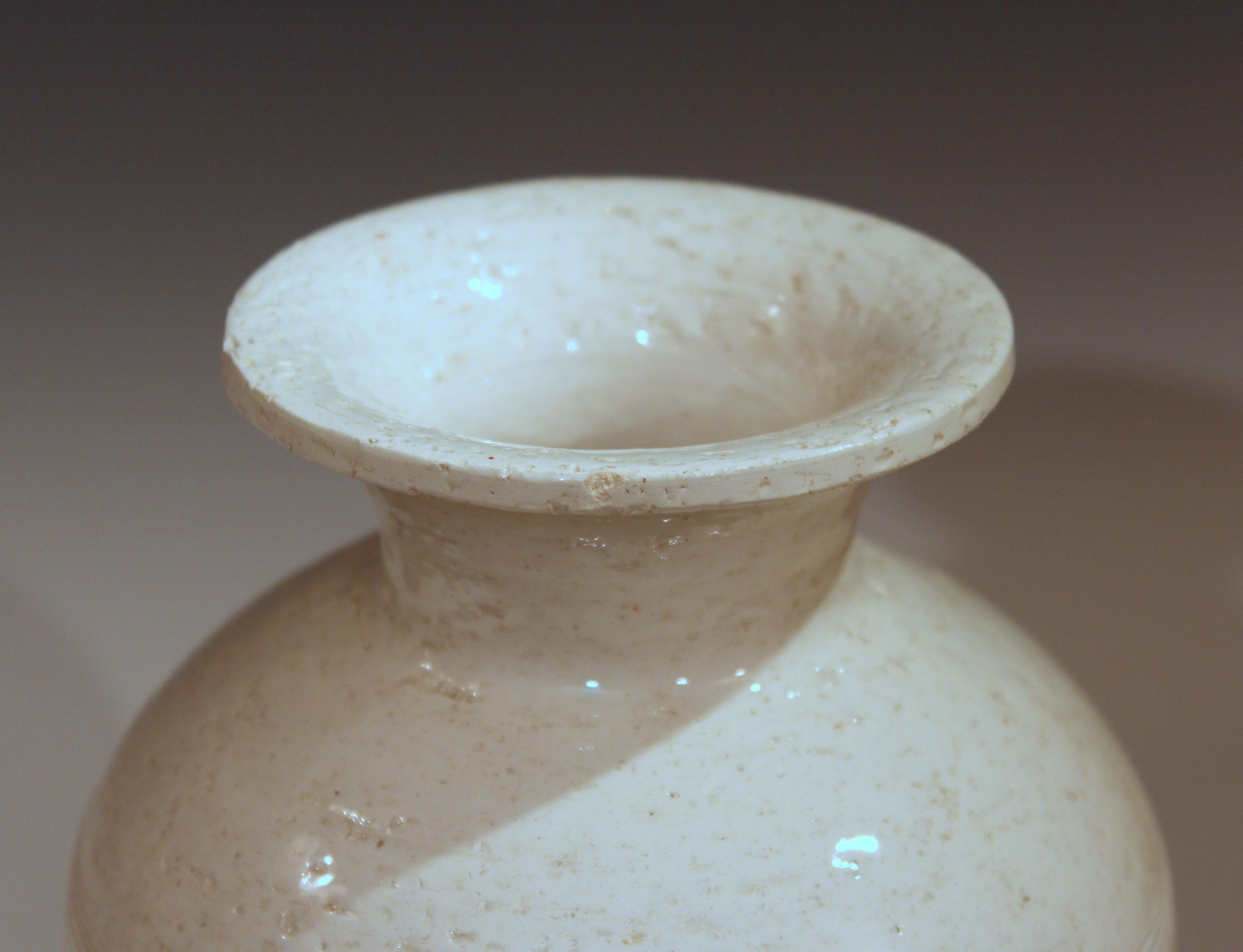 Turned Vintage Italian Pottery Raymor TUD Incised Bitossi Gray White Ceramic Vase