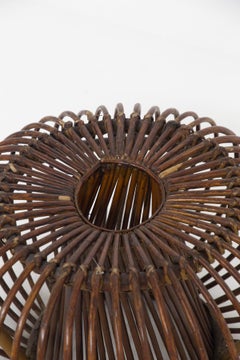 Puf italiano vintage de mimbre