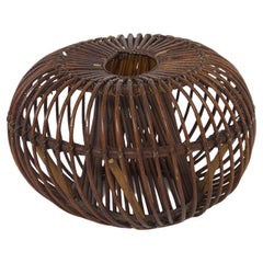 Vintage Italian Pouf in Wicker