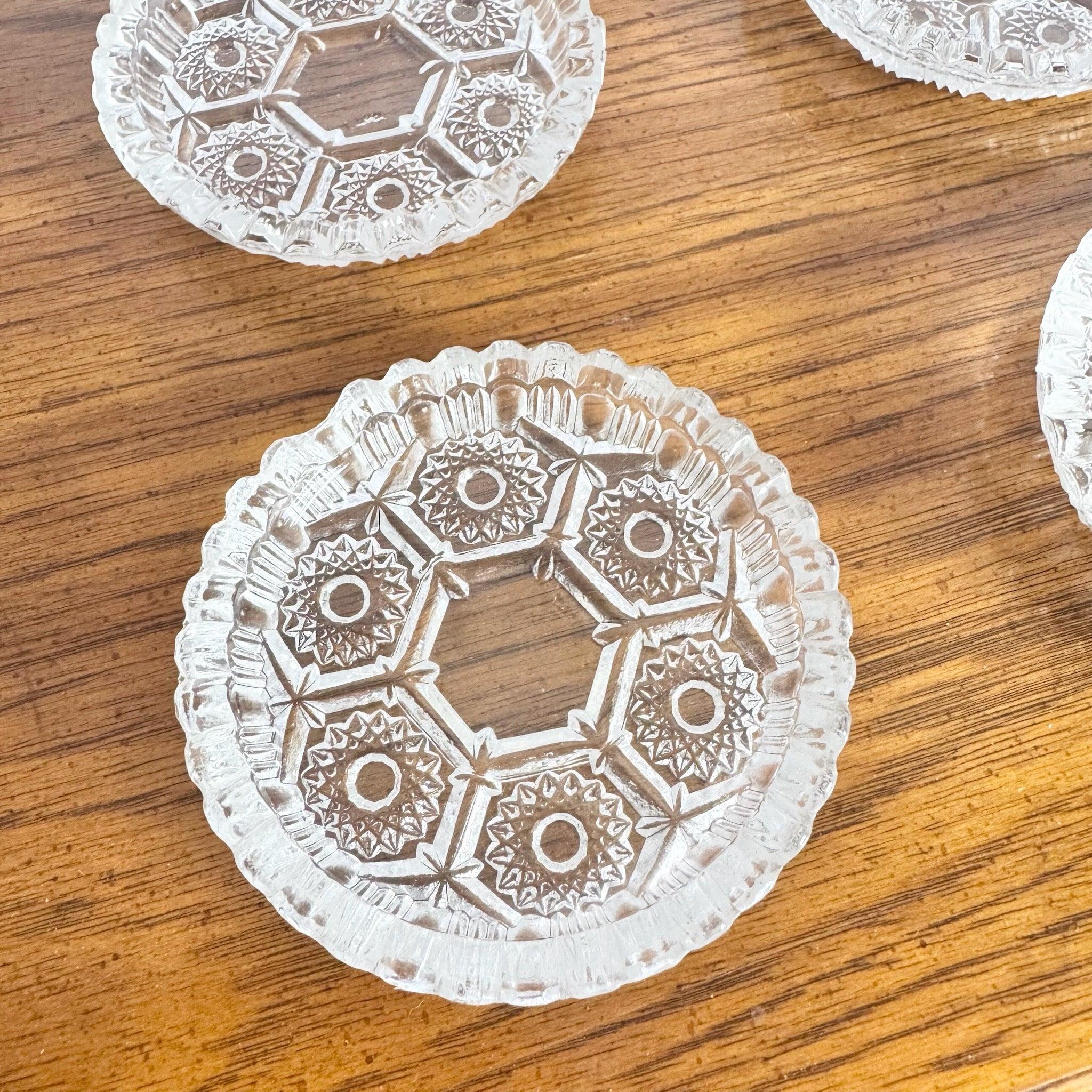 Vintage Italian Pressed Glass Ashtrays – Set of 6 In Good Condition For Sale In Delray Beach, FL