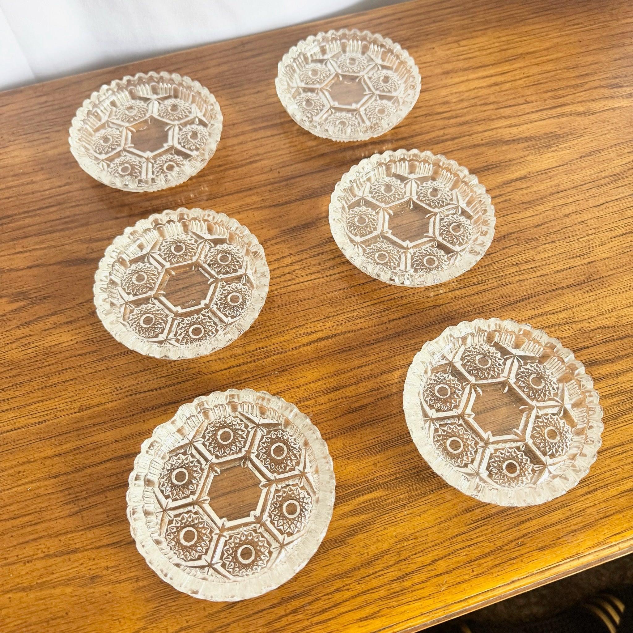 Vintage Italian Pressed Glass Ashtrays – Set of 6 For Sale