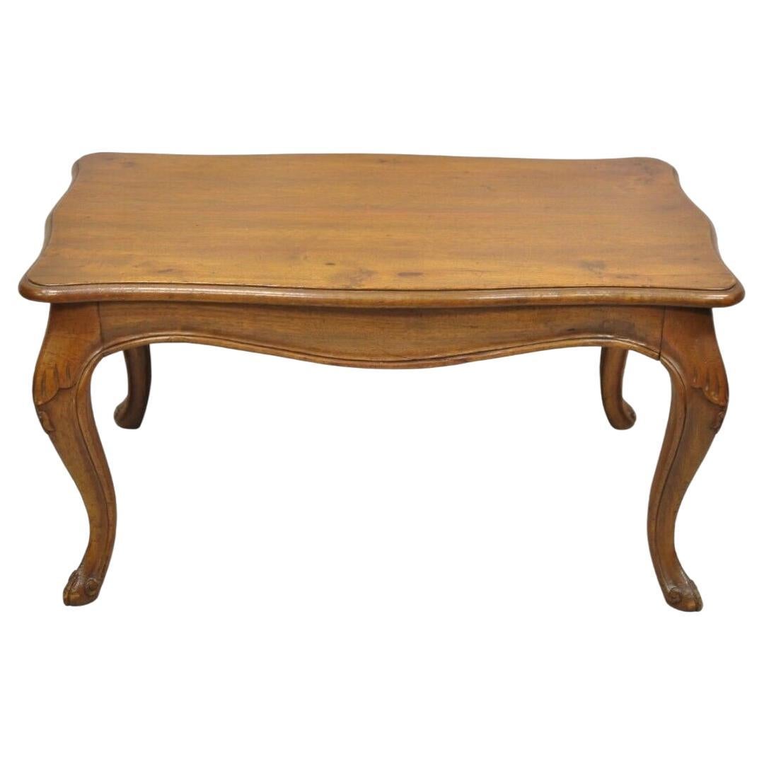 Vintage Italian Provincial Antiqued Walnut Small Cabriole Leg Coffee Table For Sale