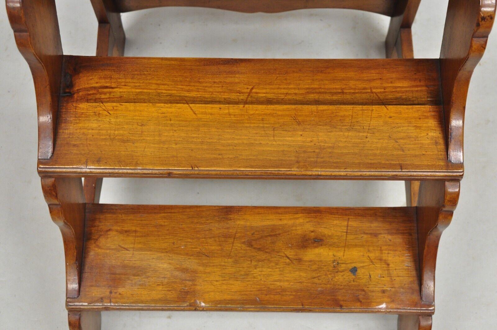 Vintage Italian Provincial Carved Olivewood Library Step Ladder Side Table For Sale 1