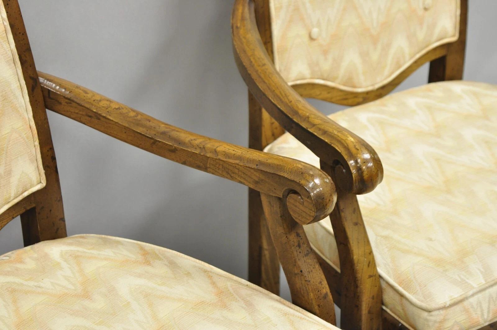 XX secolo Poltrone da pranzo vintage in legno di Oak Oak Regency - una coppia in vendita