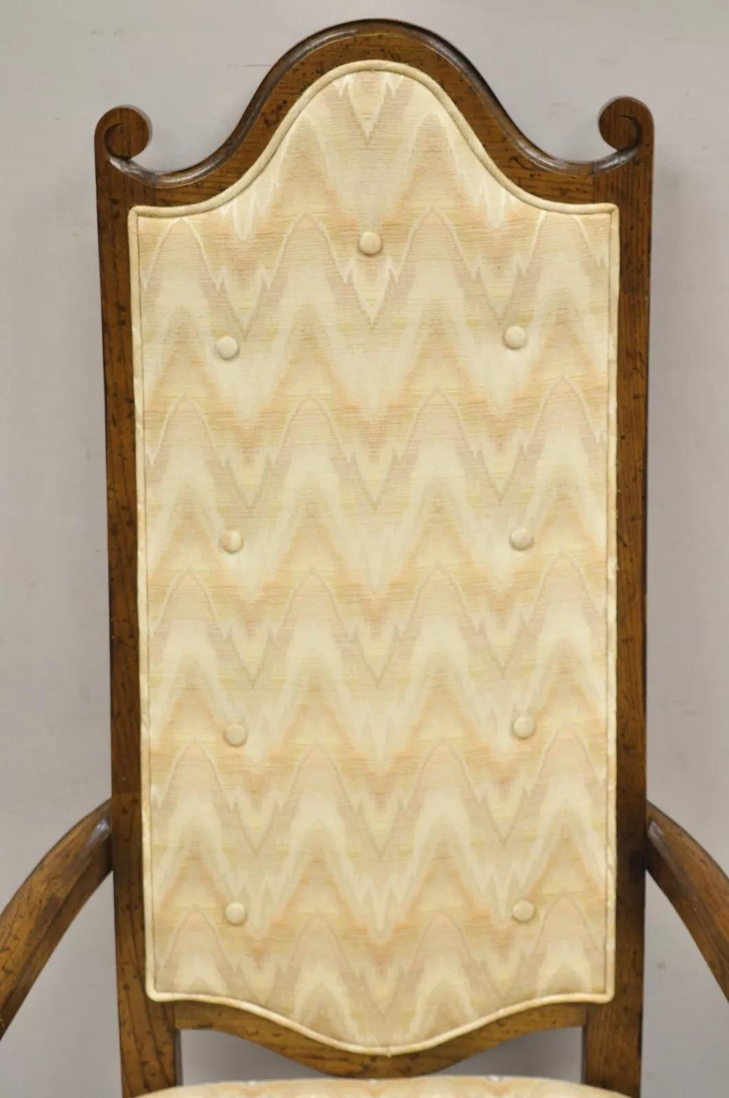 Unknown Vintage Italian Provincial Hollywood Regency Oak Wood Dining Chairs - Set of 8