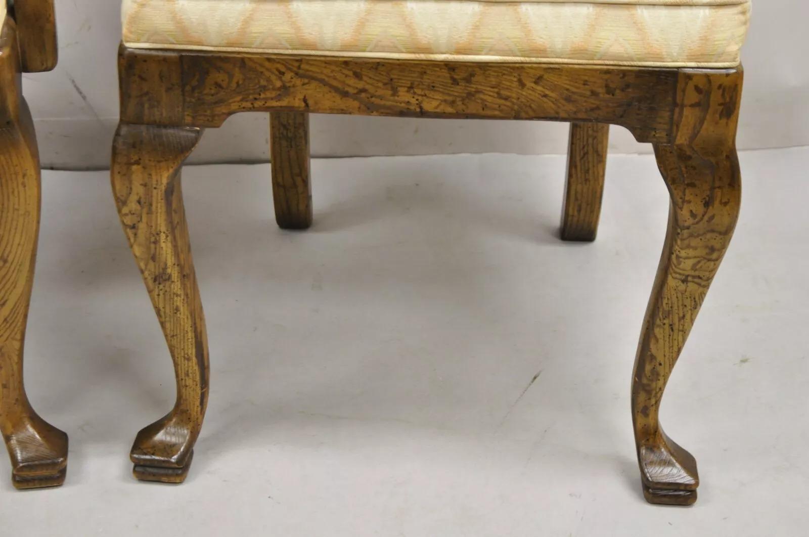 Vintage Italian Provincial Hollywood Regency Oak Wood Dining Chairs - Set of 8 In Good Condition In Philadelphia, PA