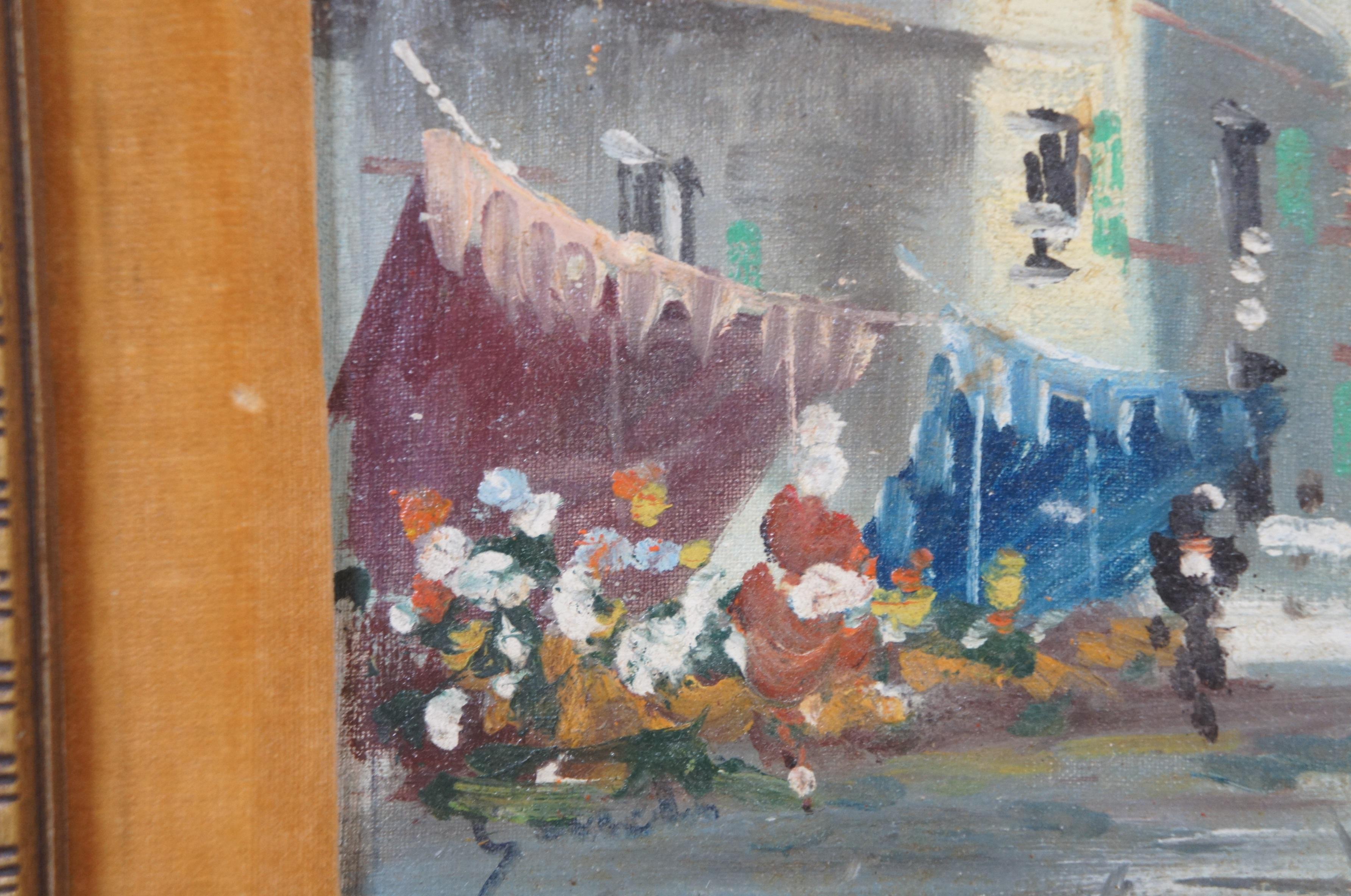 Vintage - Paysage urbain provincial italien impressionniste - Peinture à l'huile originale 3