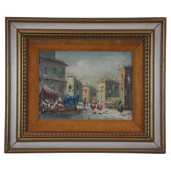 Vintage Italian Provincial Impressionist Cityscape Original Oil Painting