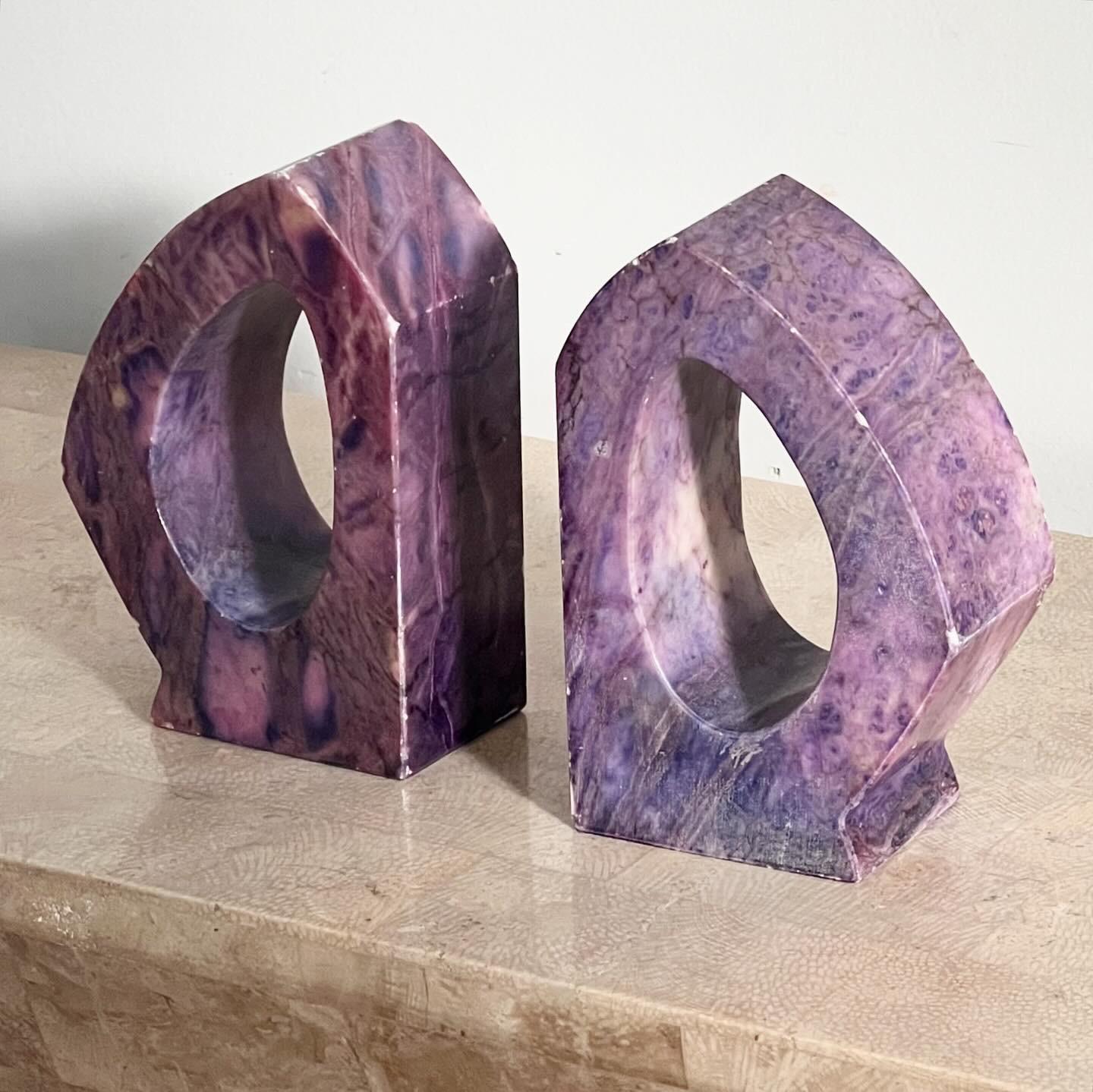Vintage Italian purple marble bookends, 1960s For Sale 4