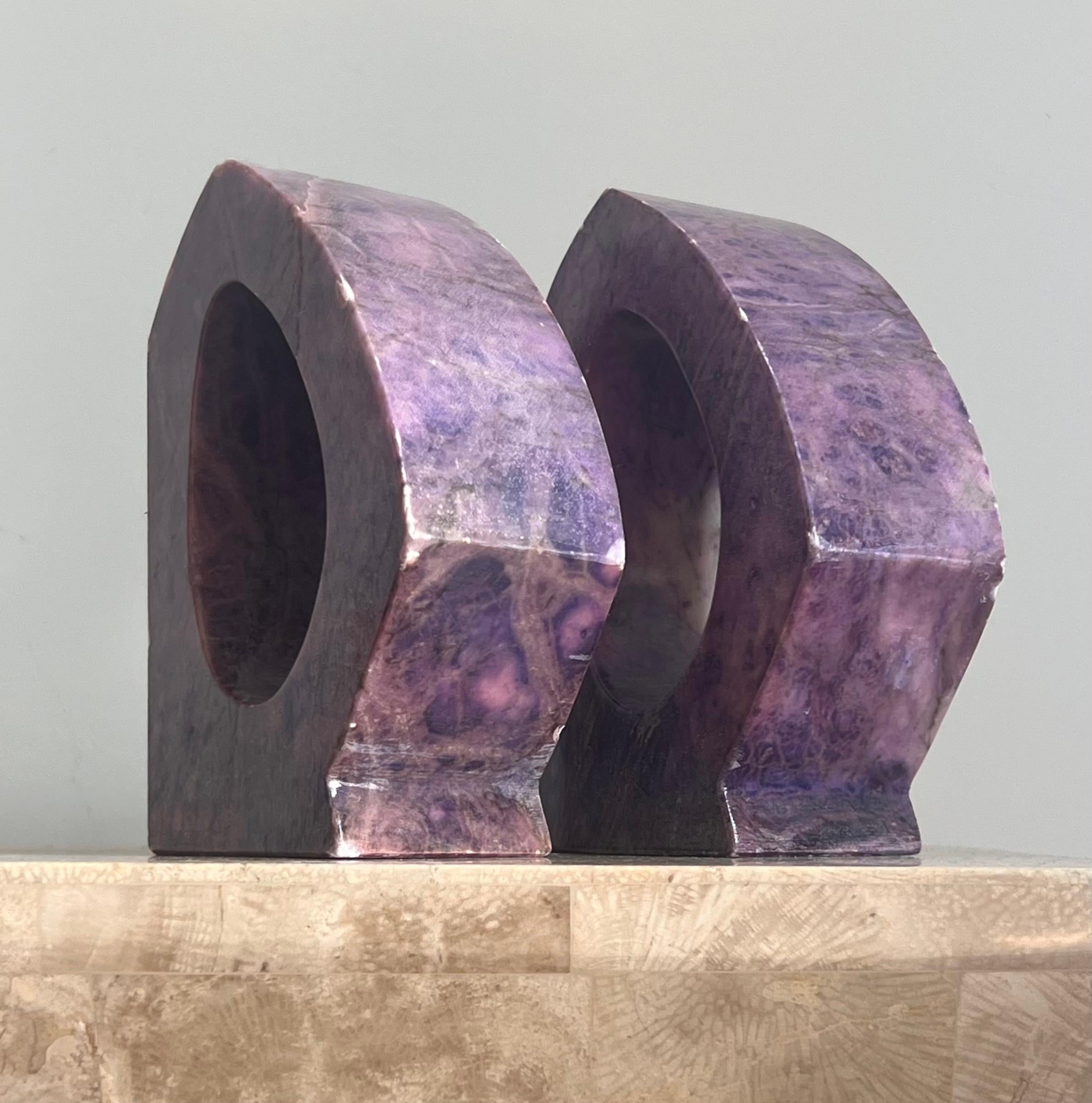 Vintage Italian purple marble bookends, 1960s For Sale 5
