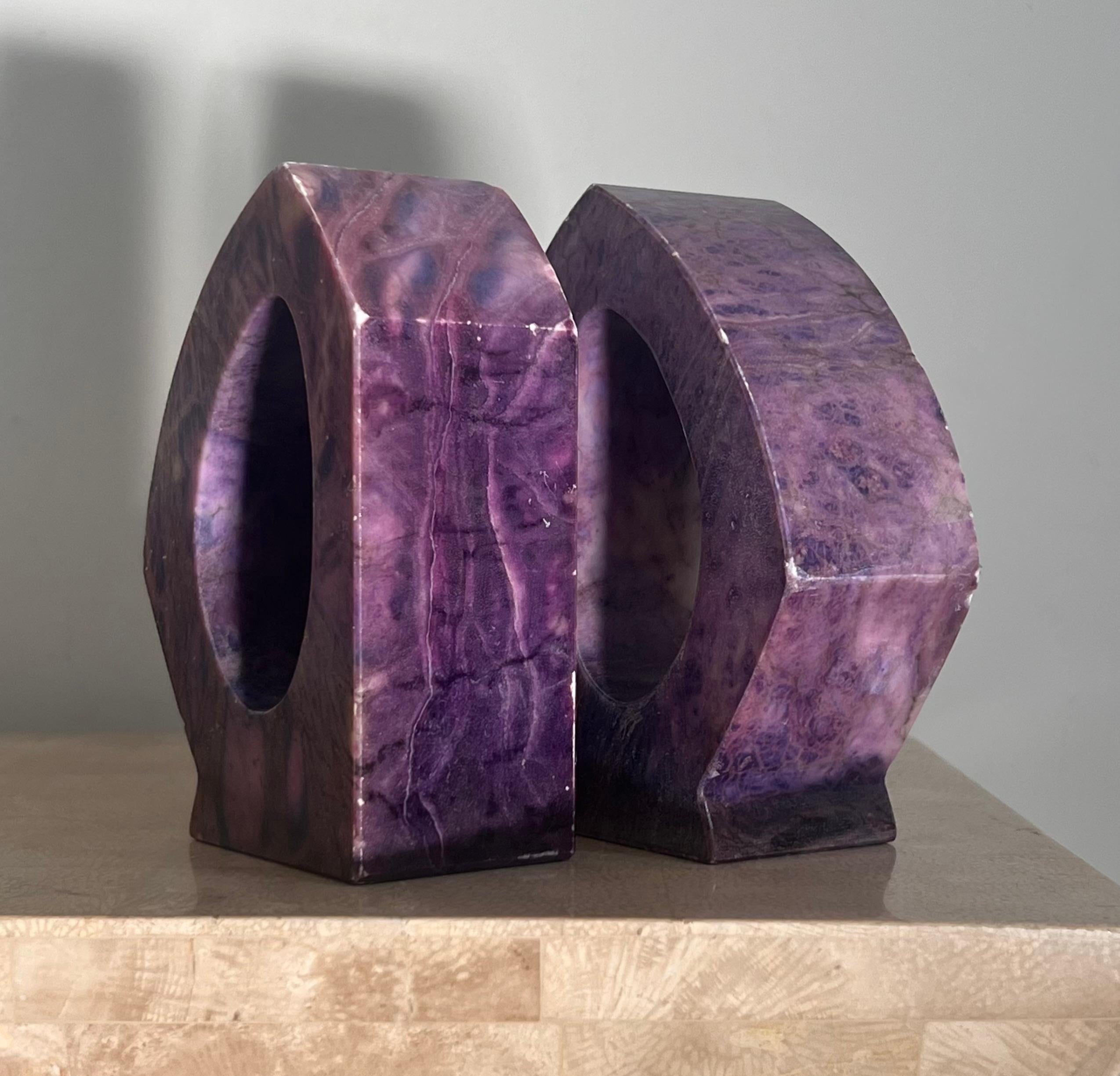 Vintage Italian purple marble bookends, 1960s For Sale 6
