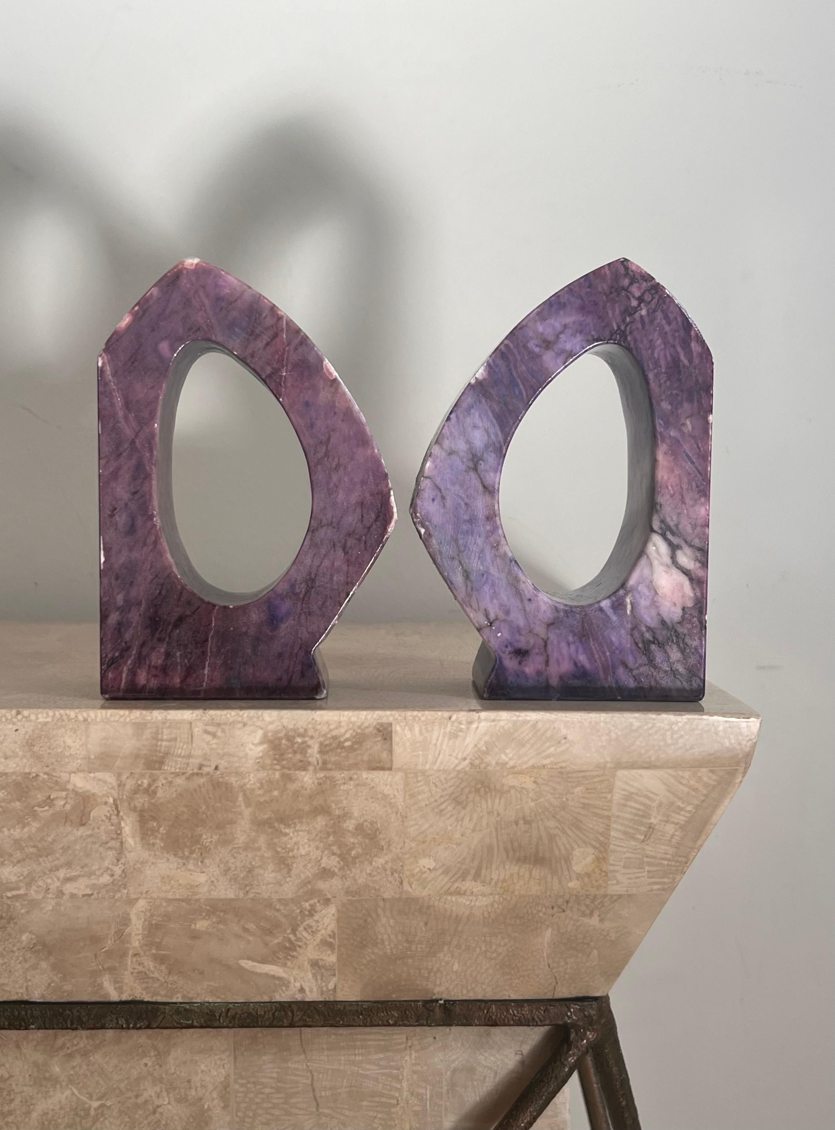 Vintage Italian purple marble bookends, 1960s For Sale 8