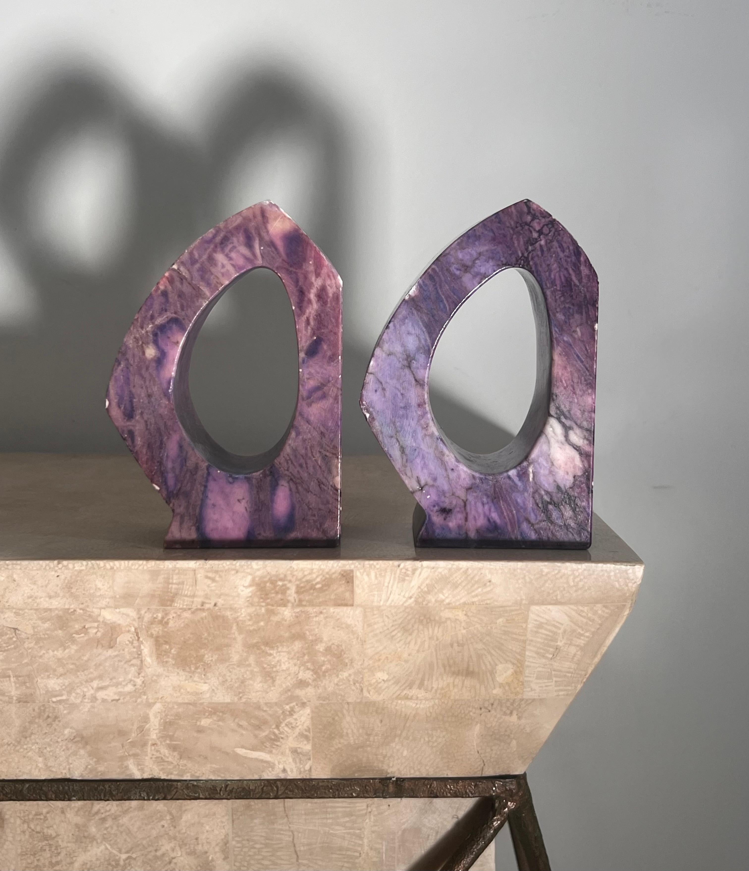 Vintage Italian purple marble bookends, 1960s For Sale 9
