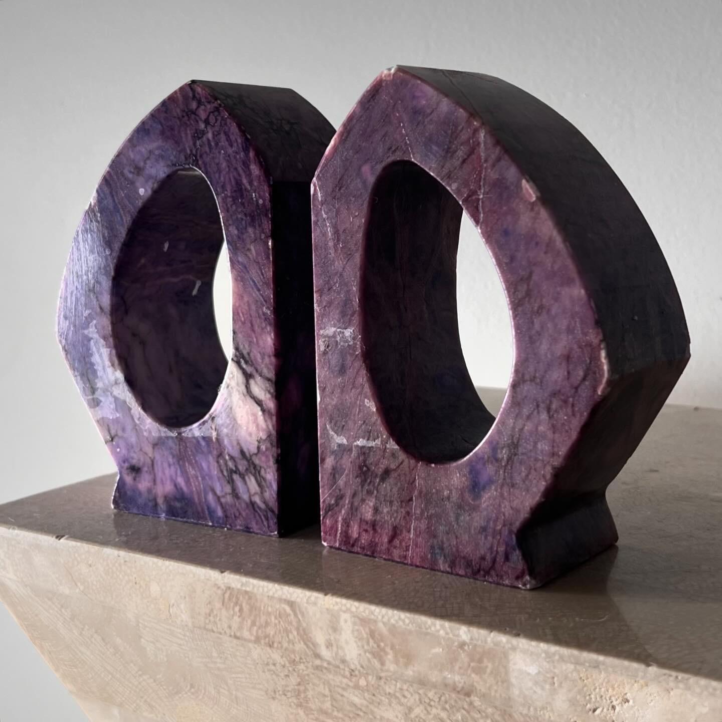 Mid-Century Modern Vintage Italian purple marble bookends, 1960s For Sale