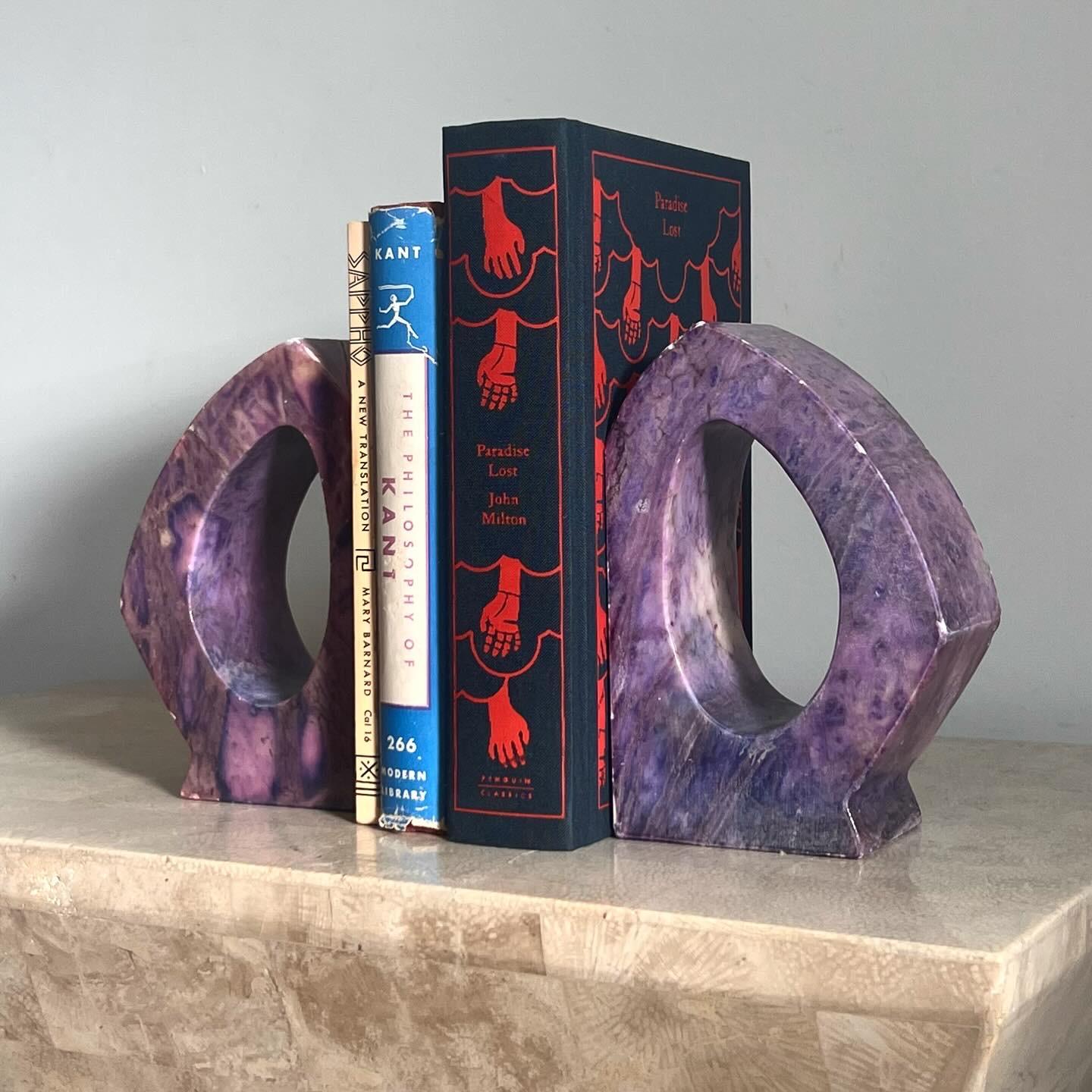 20th Century Vintage Italian purple marble bookends, 1960s For Sale
