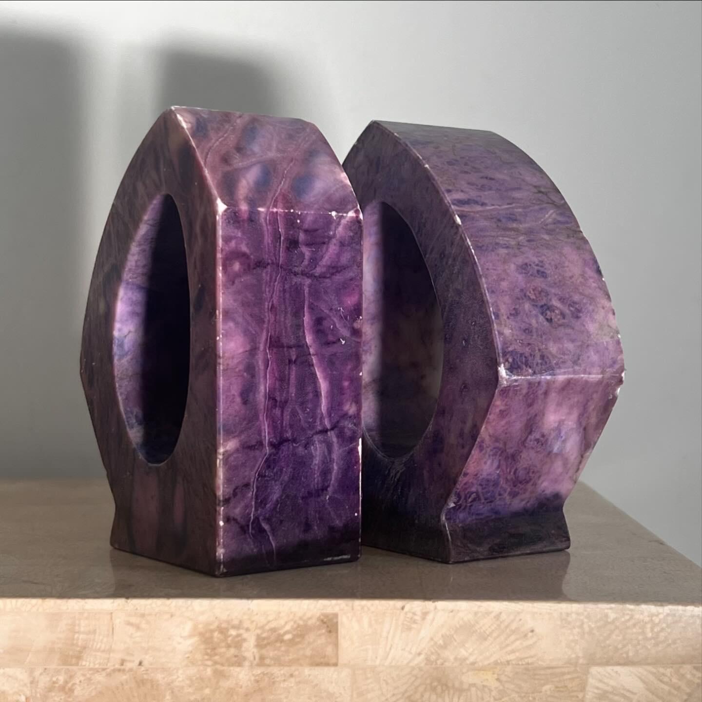 Marble Vintage Italian purple marble bookends, 1960s For Sale