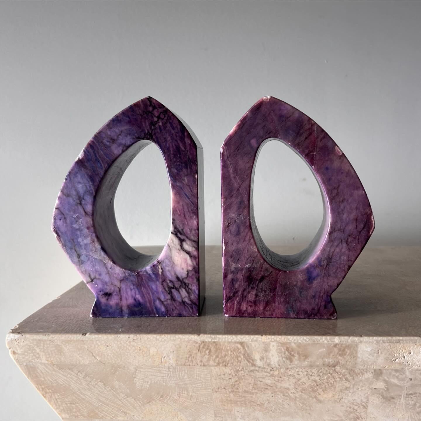 Vintage Italian purple marble bookends, 1960s For Sale 2