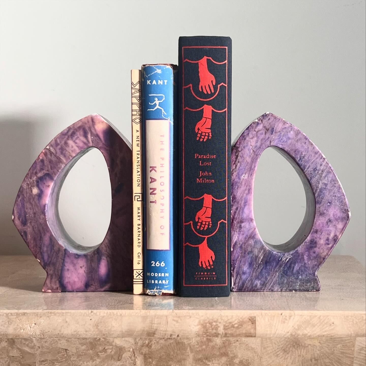 Vintage Italian purple marble bookends, 1960s For Sale 3