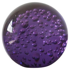 Vintage Italian Purple Paperweight Ball, 1970s