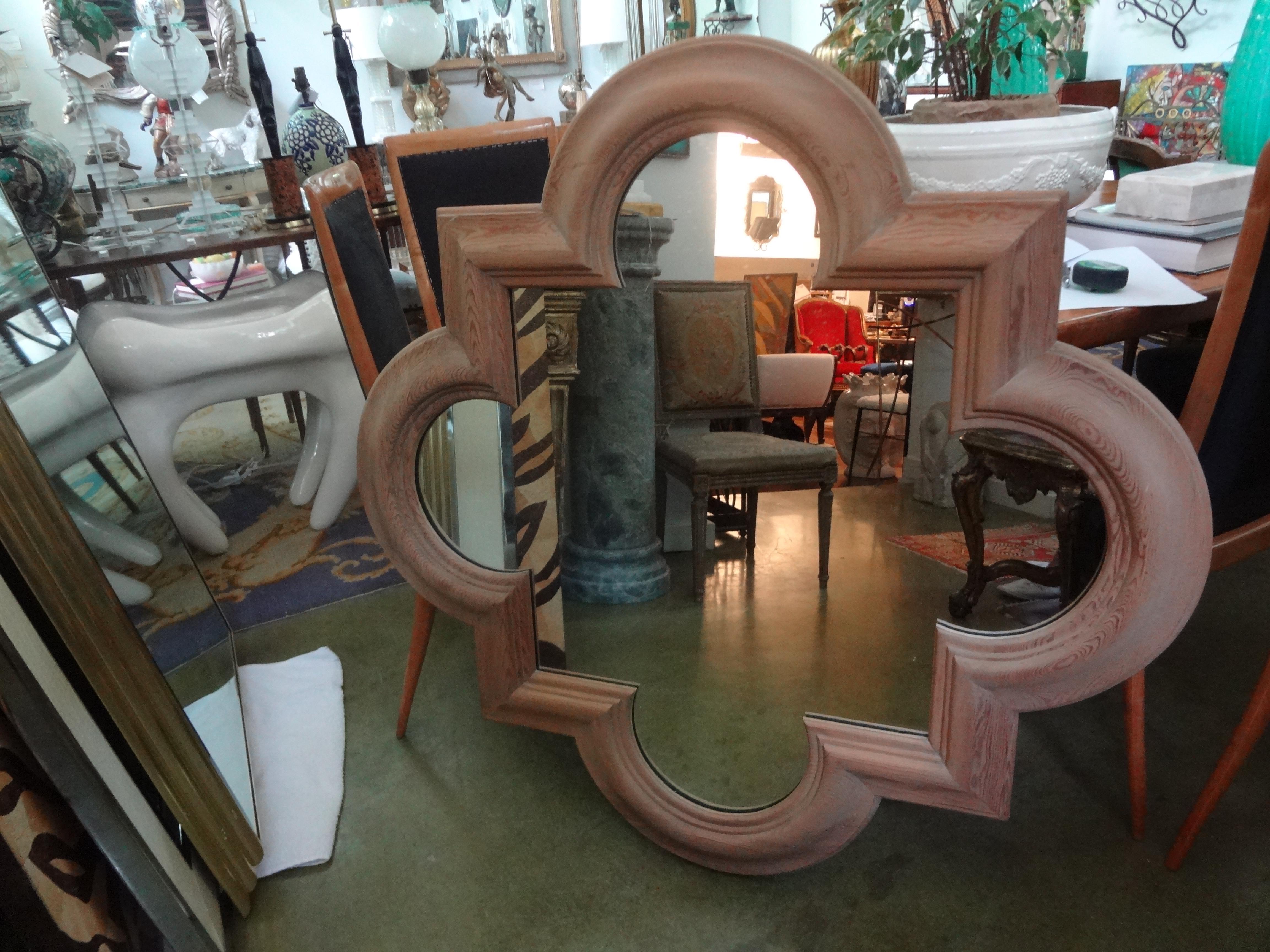Hollywood Regency Large Italian Quatrefoil Wood Mirror For Sale